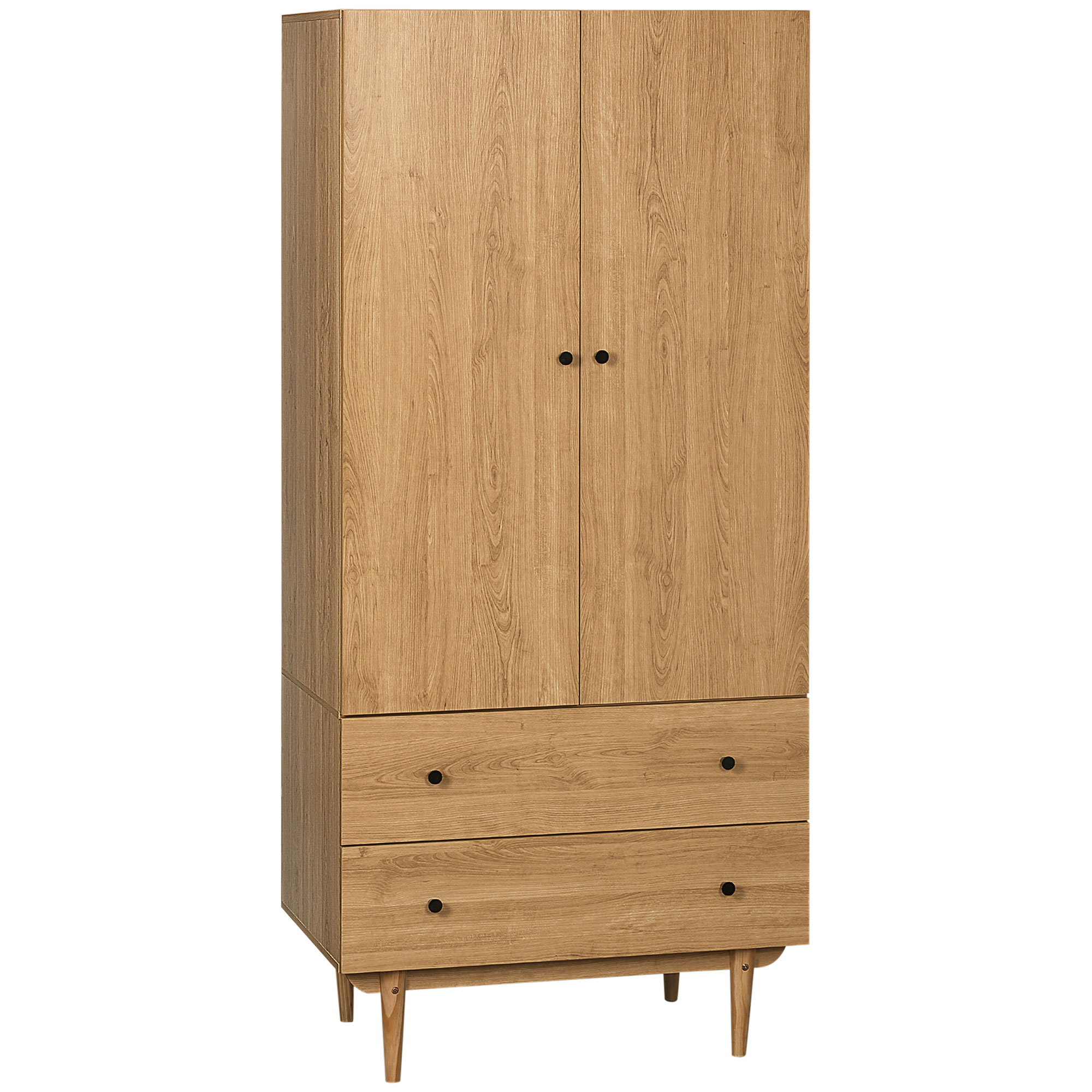Wardrobe - HERON 2 Door Wardrobe Natural Wood Colour 80cm - Life Essentials