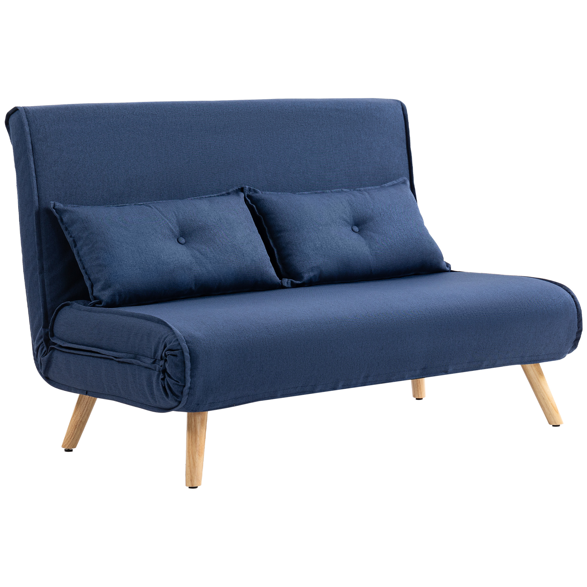 HERON Two Seater Linen Look Sofa Bed - Dark Blue - Life Essentials