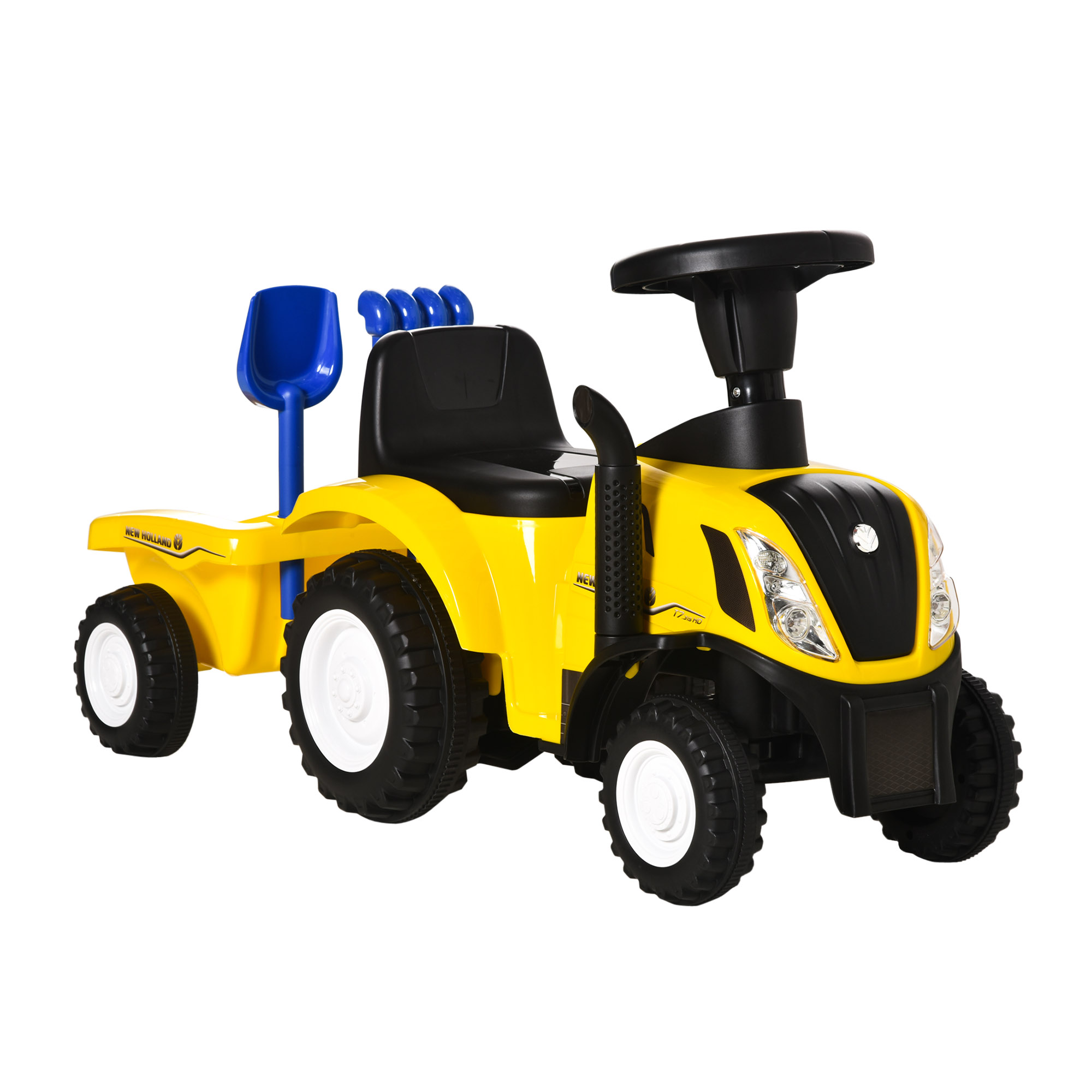 Compatible Baby Toddler Sliding Car NEW HOLLAND Licensed Foot to Floor Slider w/ Horn Storage Big Steering Wheel for 12-36 Months Yellow - Life 