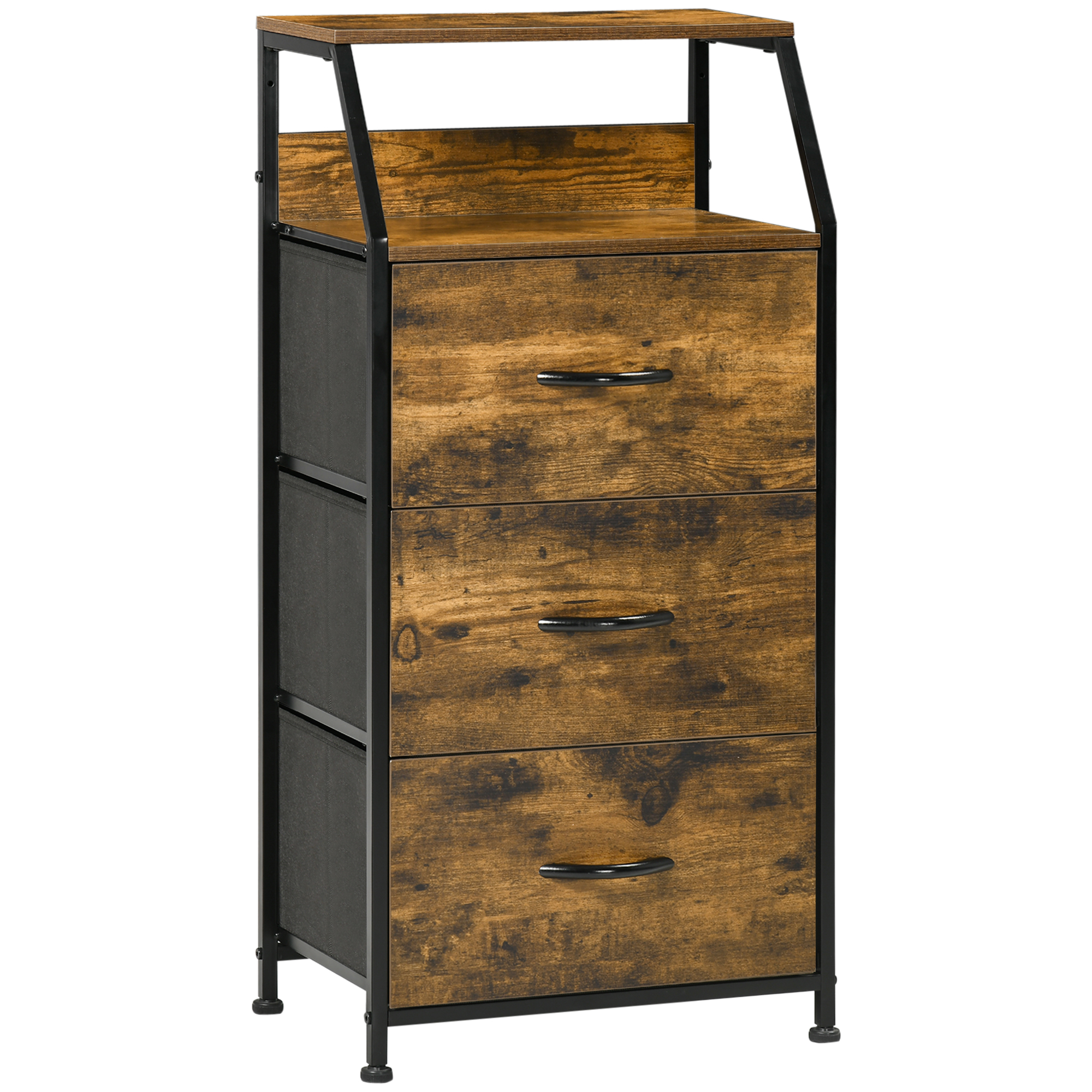 HARTLEY Oak Finish Chest of Drawers - Tallboy, Medium-sized, 3 Drawers - Life Essentials