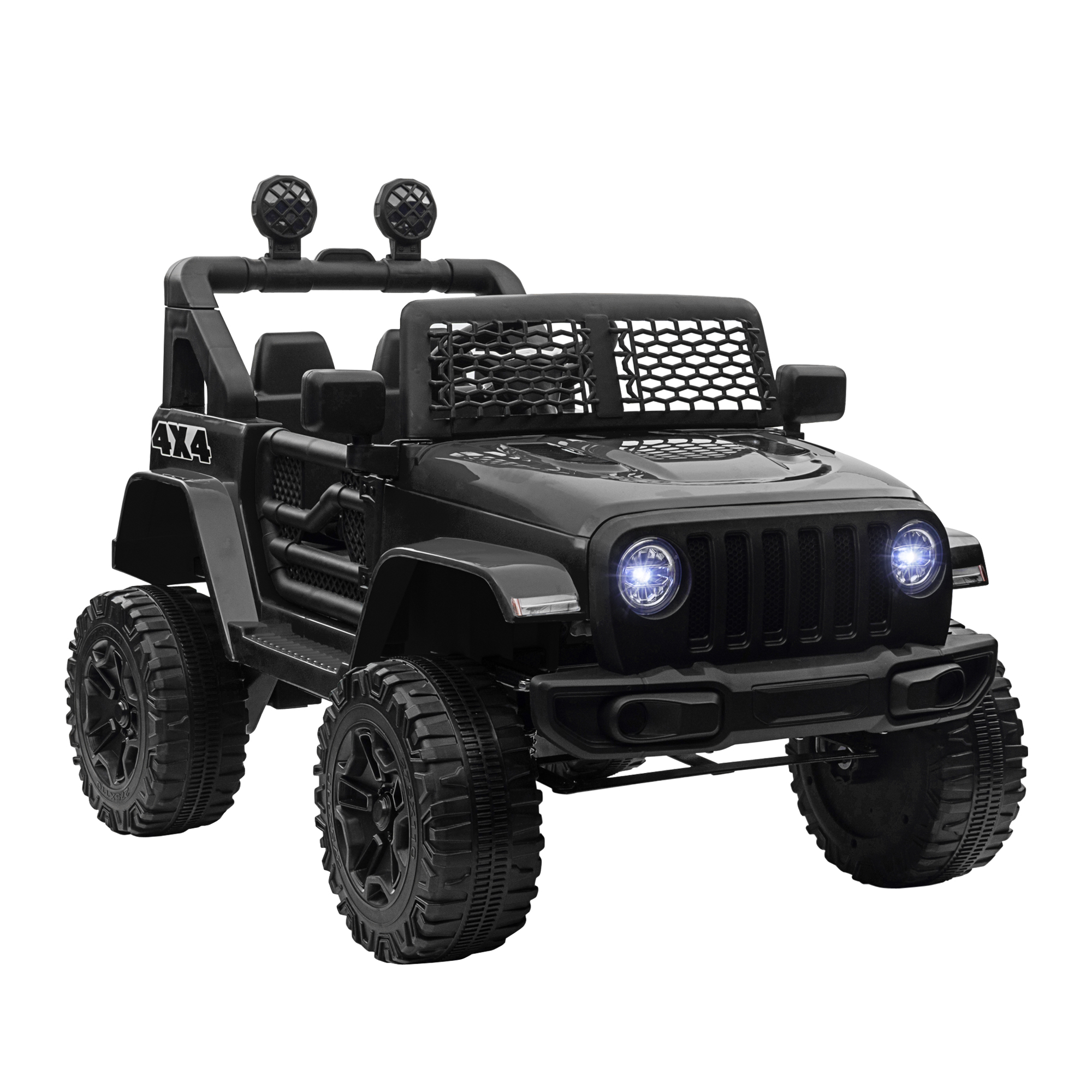 12V Battery-powered 2 Motors Kids Electric Ride On Car Truck Off-road Toy with Parental Remote Control Horn Lights for 3-6 Years Old Black - Life 
