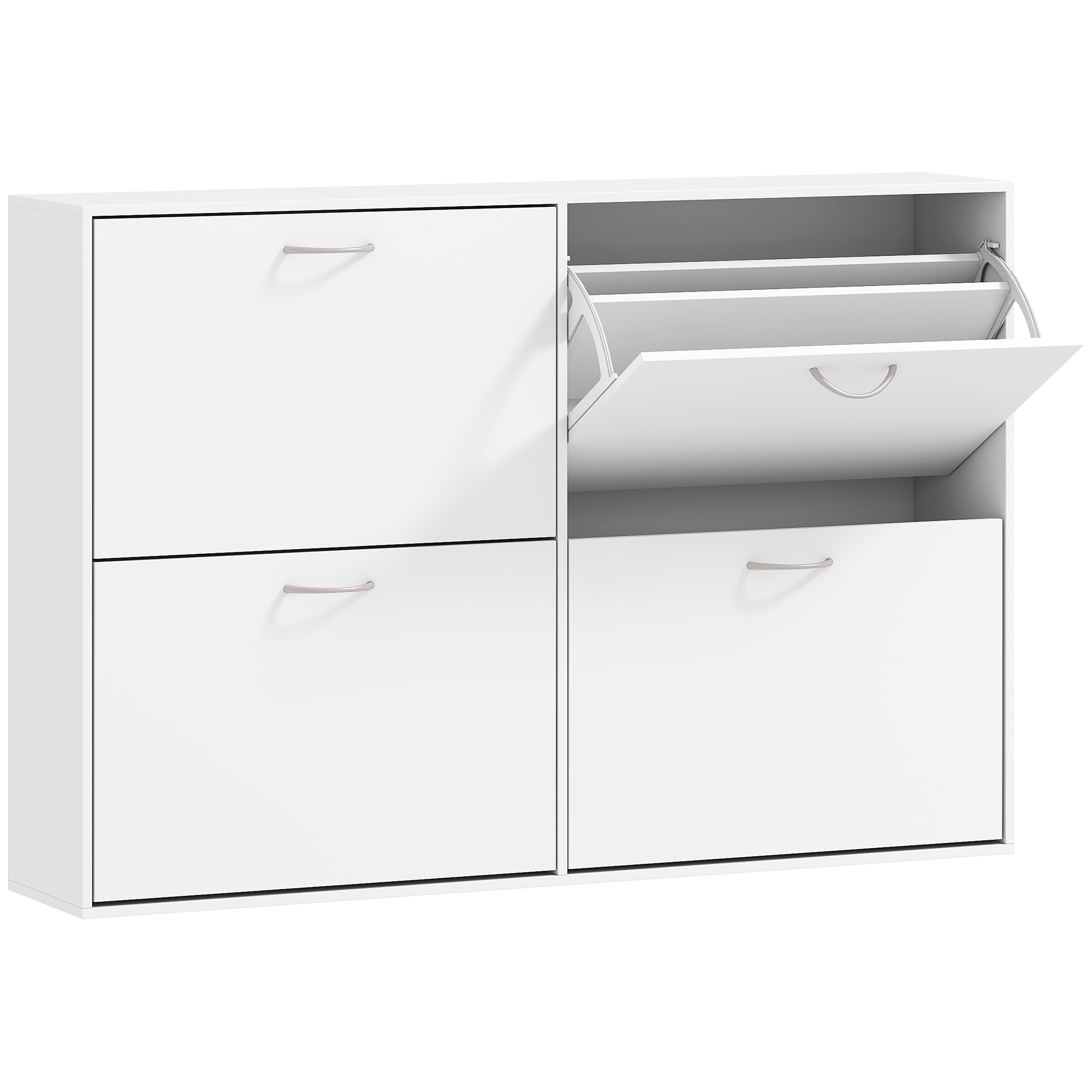 Shoe Cabinet, 120Lx24Wx81H cm, Particle Board-White - Life Essentials