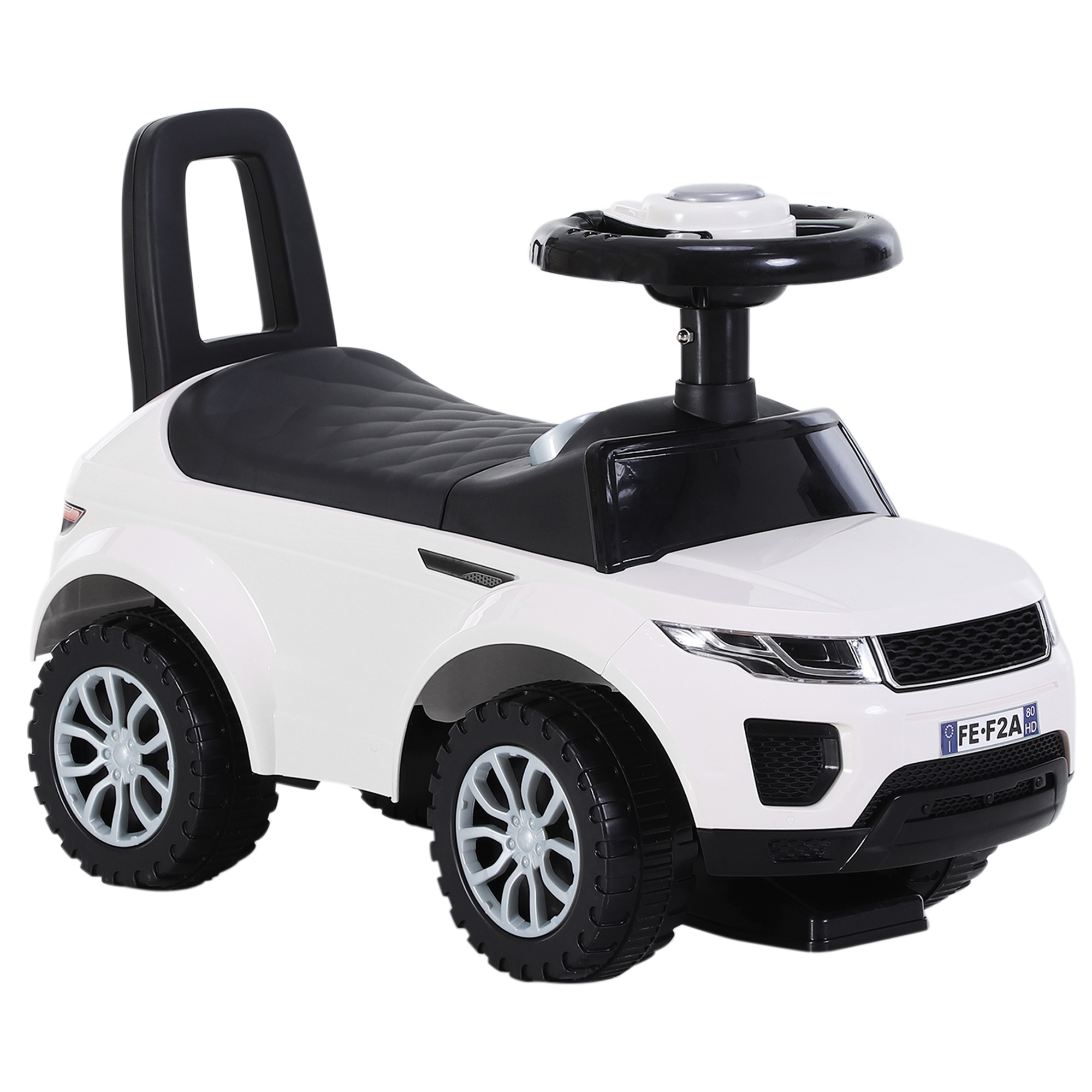 3-in-1 Ride On Car Foot To Floor Slider Toddler w/ Horn Steering Wheel NO POWER Manual Under Seat Storage Safe Design White - Life Essentials