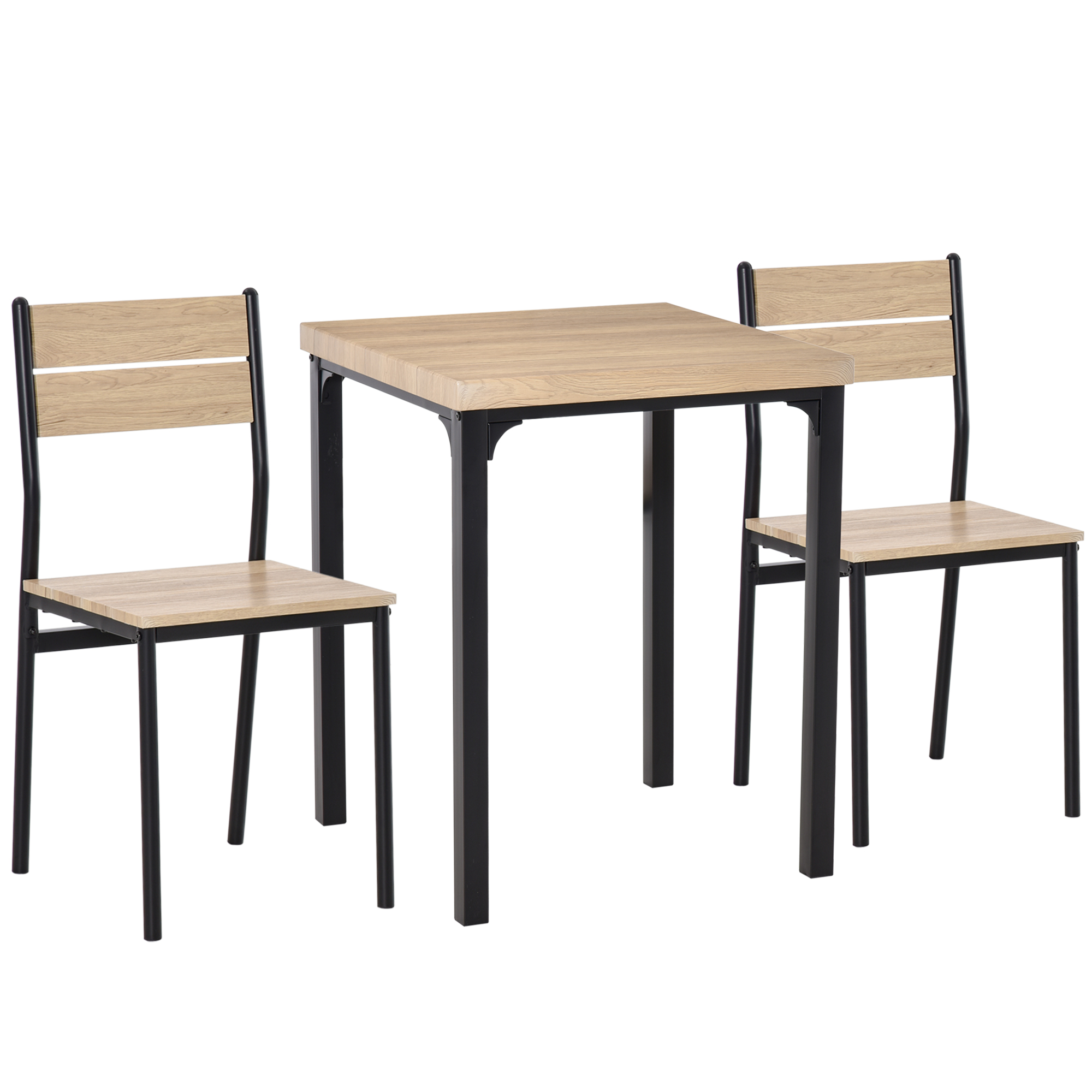 3 Pieces Compact Dining Table 2 Chairs Set Wooden Metal Legs Bistro cafe Kitchen Breakfast Bar Home Furniture - Life Essentials