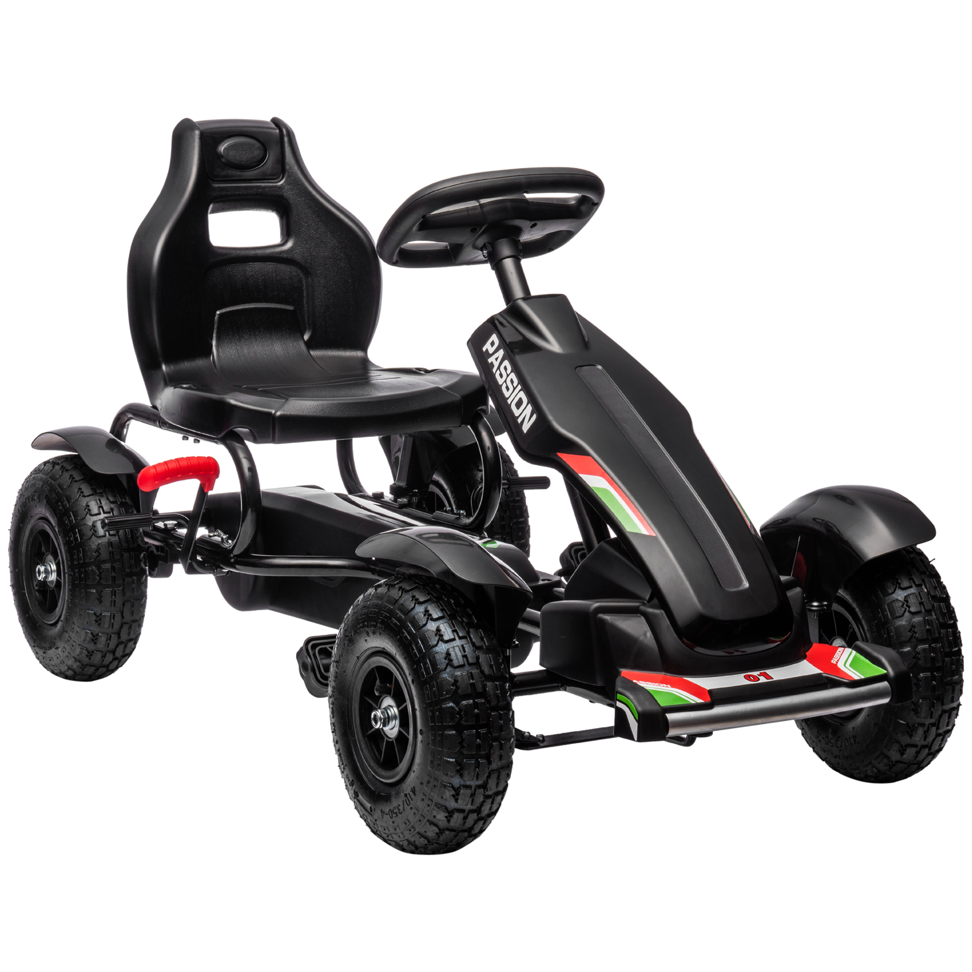 Metal Kids Pedal Go Kart with Adjustable Seat Inflatable Tyres Black - Life Essentials