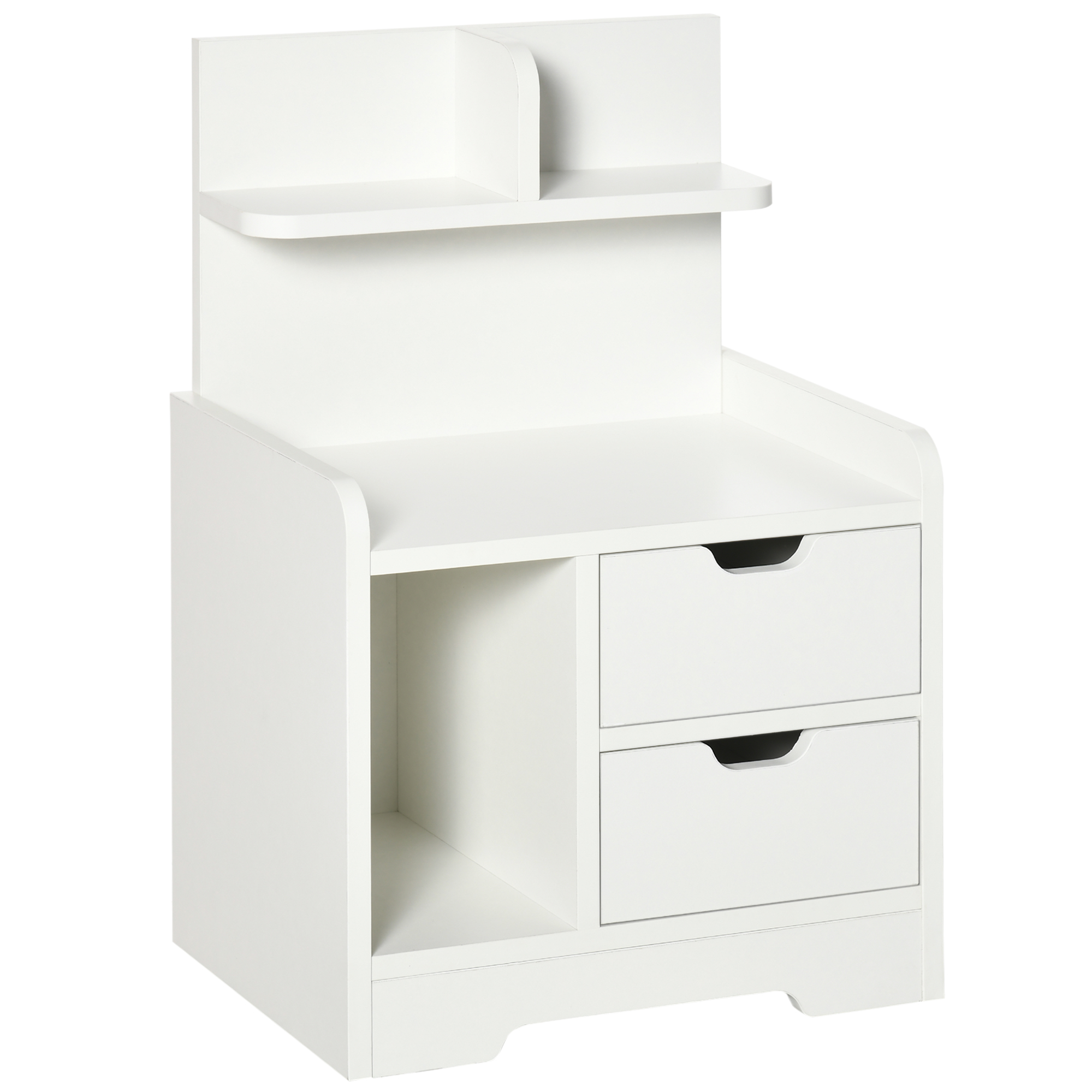Bedside Table - DORK 2 Drawer Nightstand White 30cm - Life Essentials