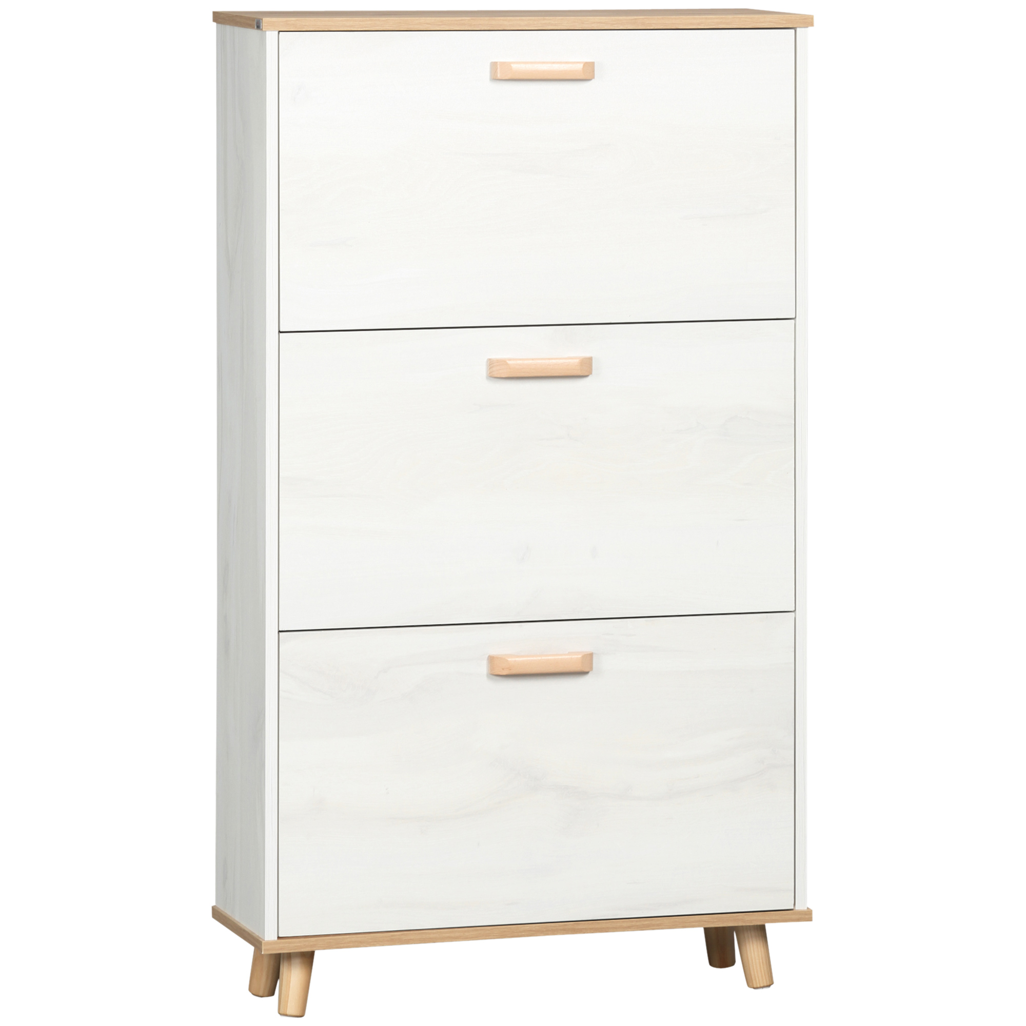 Narrow Shoe Cabinet with 3 Flip Drawers for 12 Pairs - Life Essentials