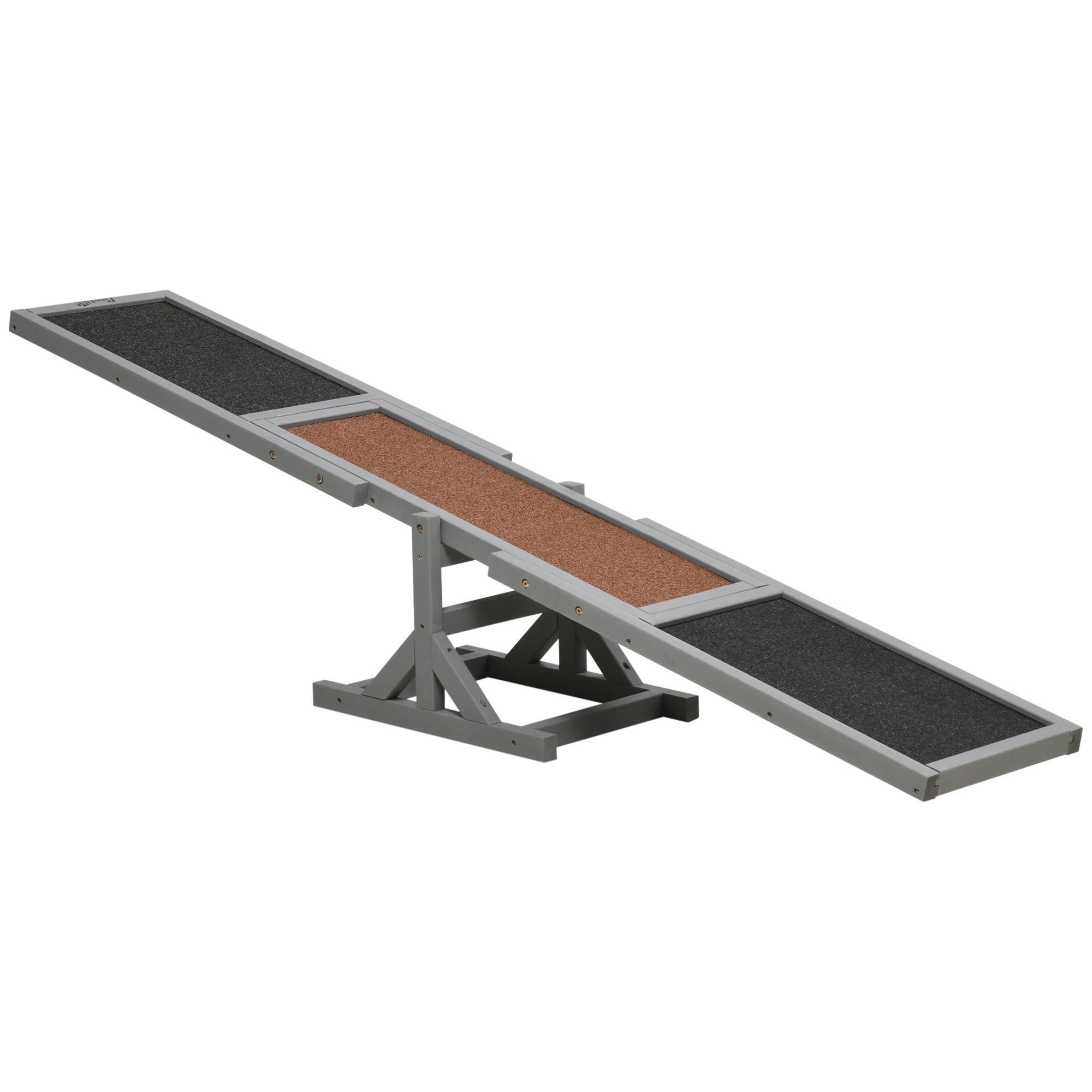 Wooden Pet Seesaw for Big Dogs, Agility Training Equipment for Dogs with Anti-Slip Surface, 180 x 30 x 30 cm, Grey - Life Essentials