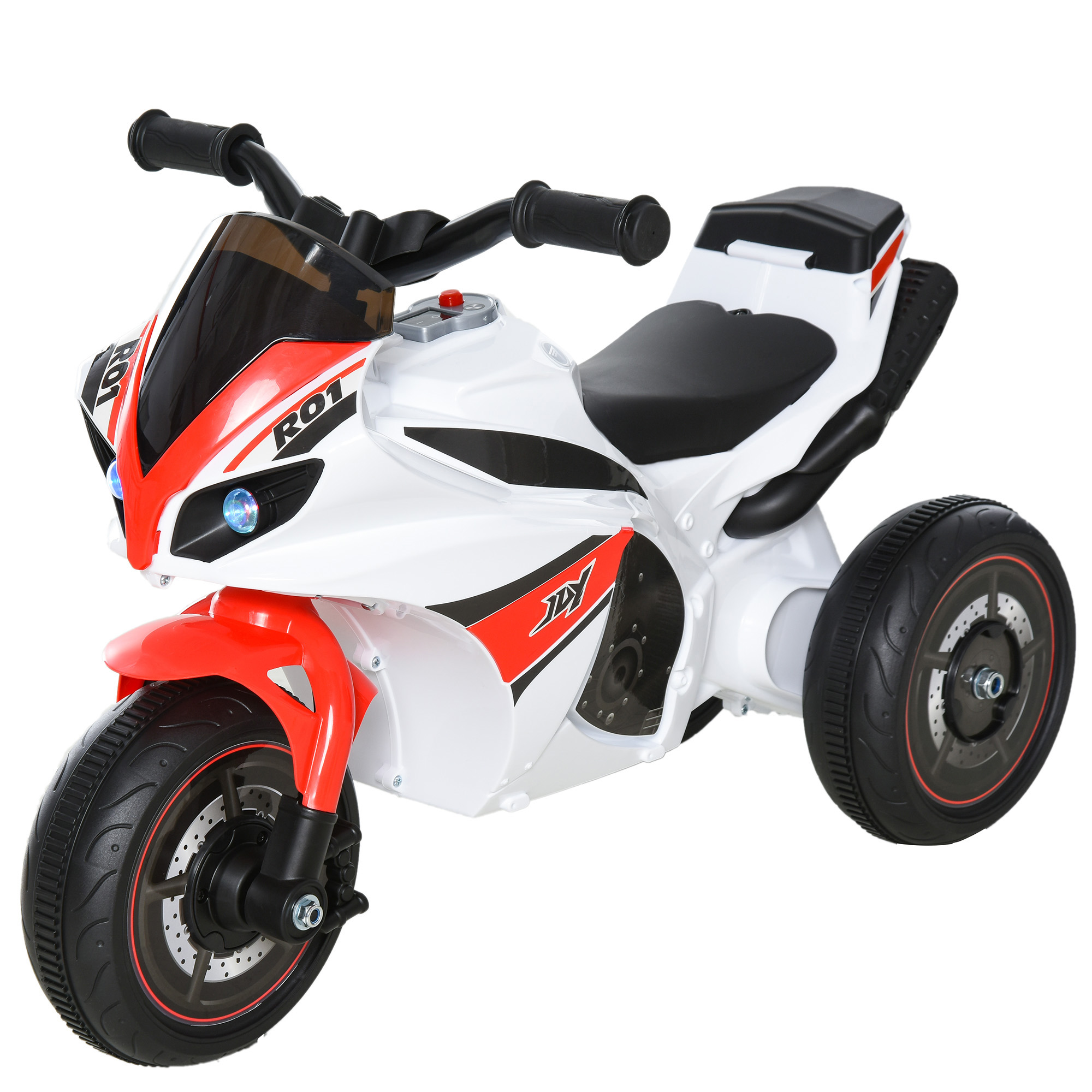 Kids Ride-On Police Bike 3-Wheel Vehicle w/ Music Lights Safe Seat Handlebars Toddler Child Learning Fun Development 18-36 Months White - Life 
