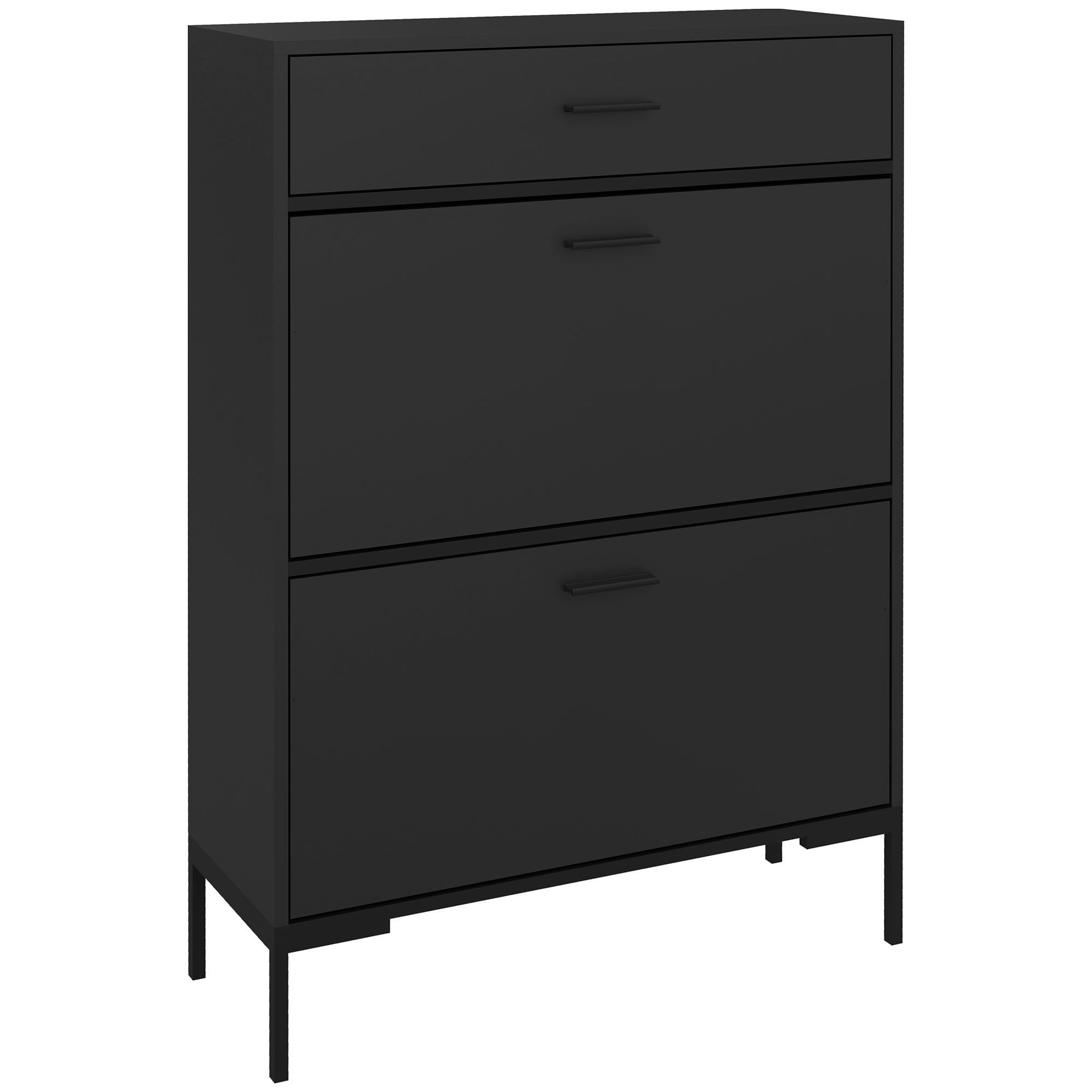 SCOTA 3 Drawer Shoe Cabinet with Adjustable Shelf - Black - Life Essentials