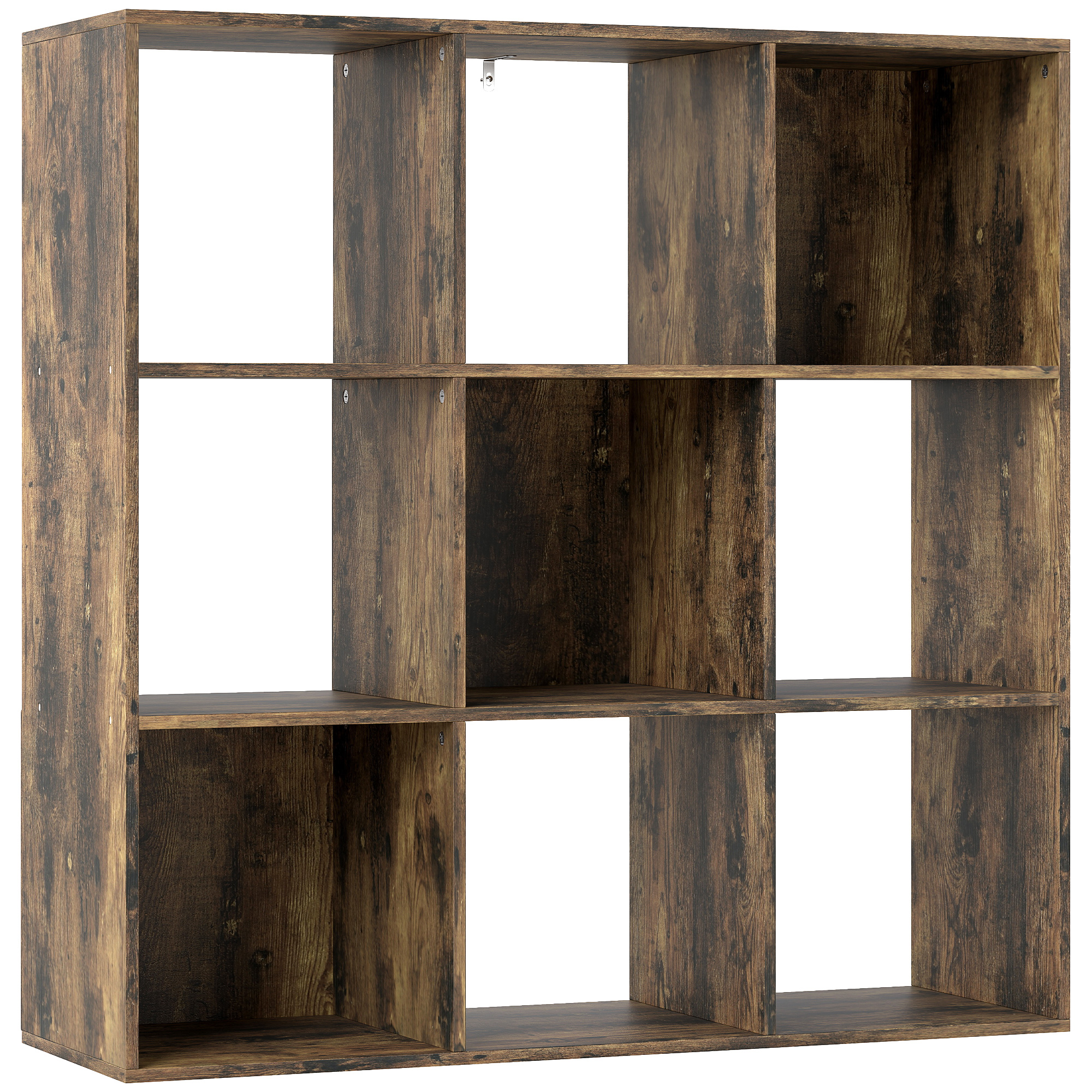 HERON Nine Cube Storage Shelf - Rustic Brown - Life Essentials