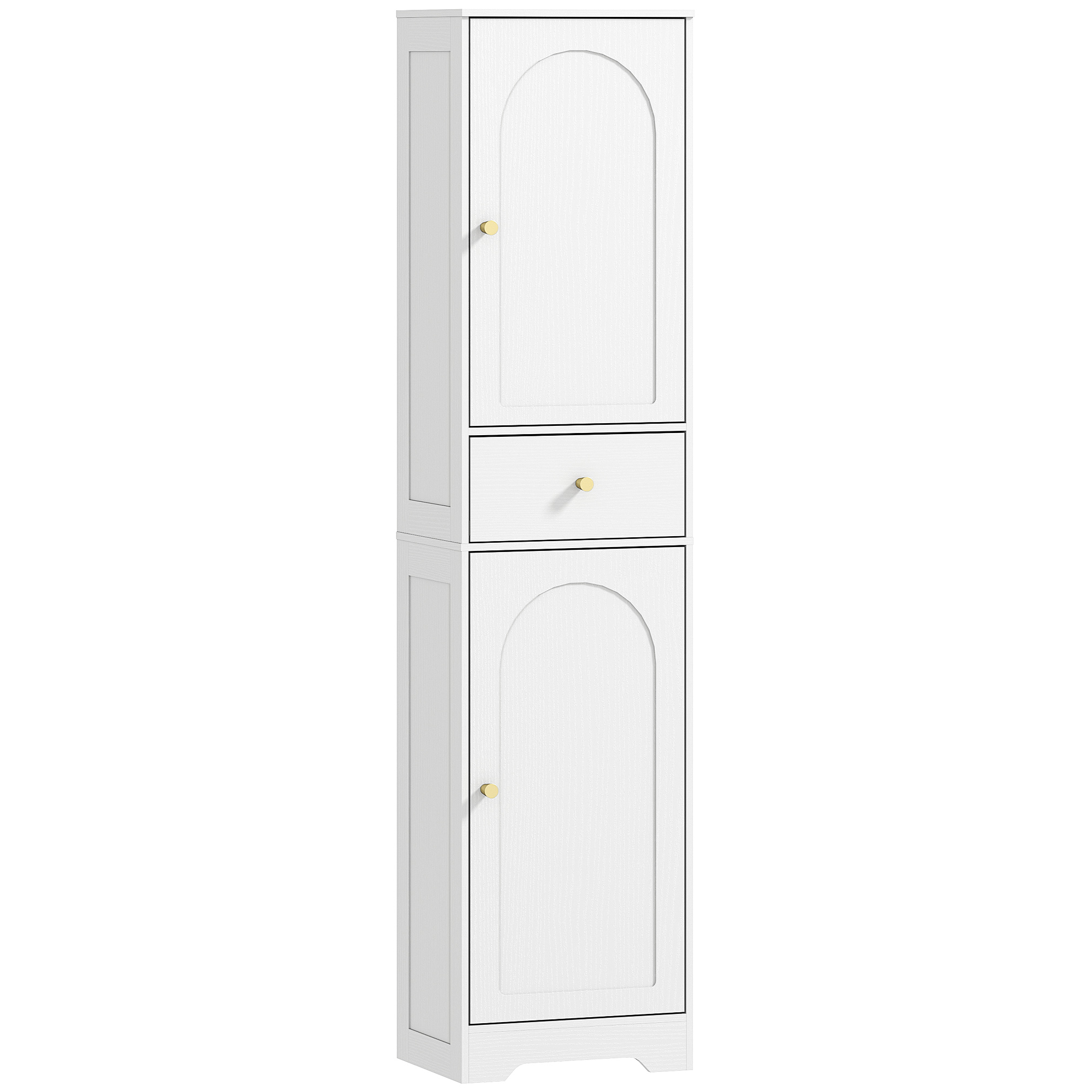 HERON Tall Bathroom Cabinet with Arched Doors - White - Life Essentials