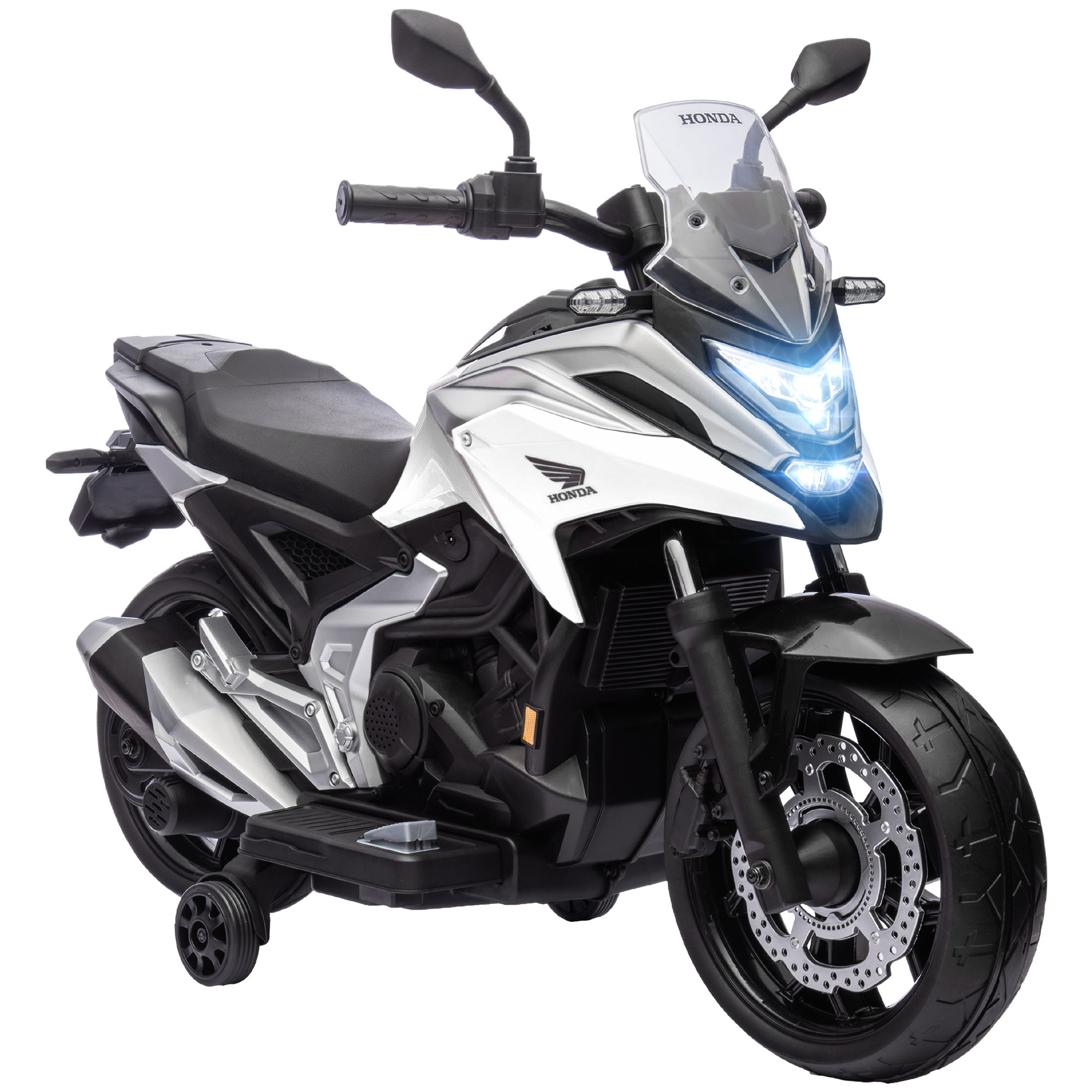 Kinsey 12V Honda Kids Electric Motorbike with Music Headlights - White - Life Essentials