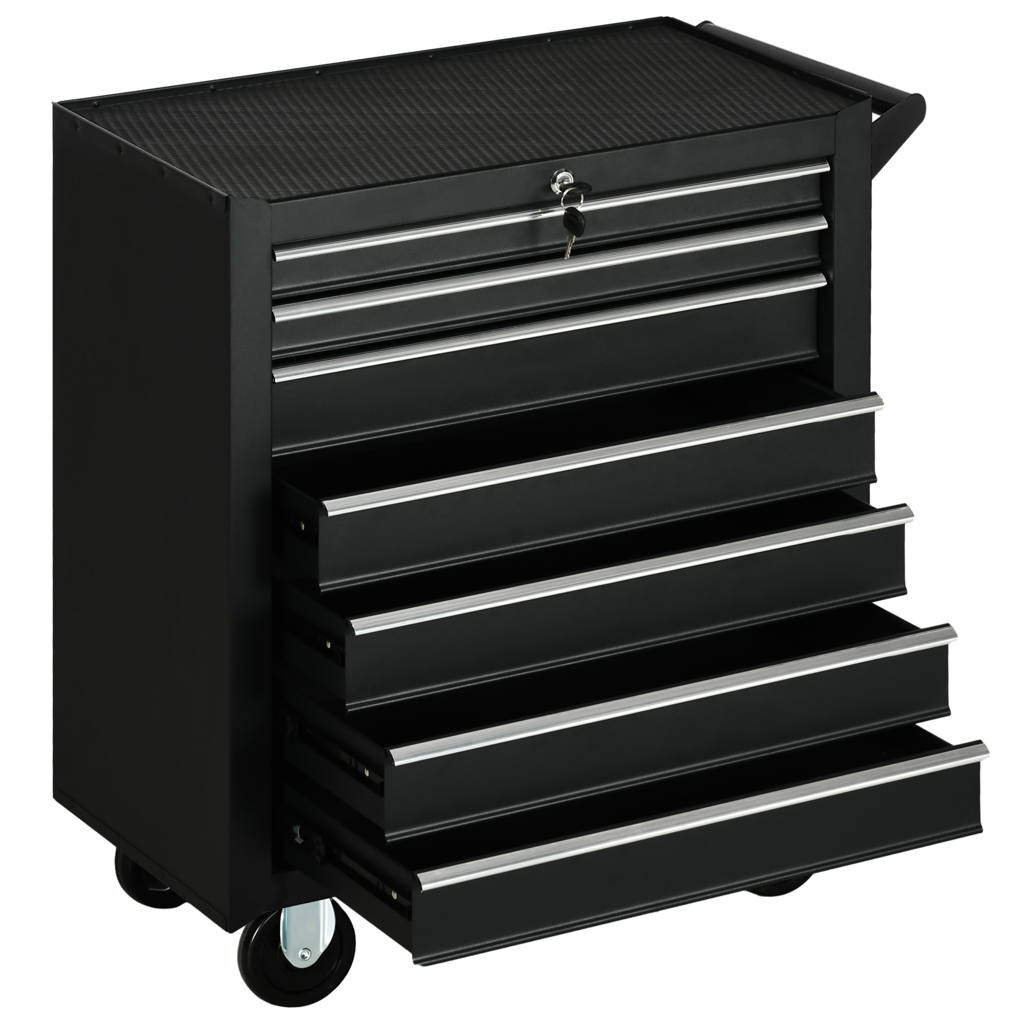 Faune Roller Tool Cabinet Garage Storage Chest Box with 7 Drawers - Black - Life Essentials