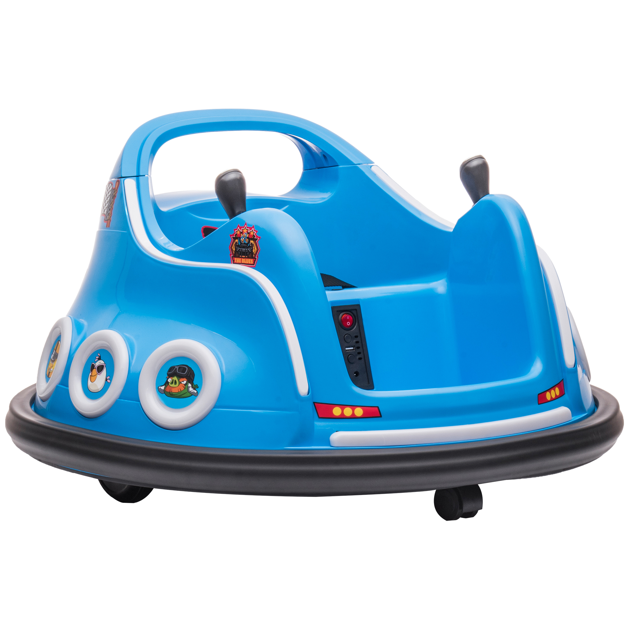 AIVAGO Angry Bird Licensed Waltzer Car, 12V Kids Bumper Car w/ Joysticks, Remote, Music LED Lights - Blue - Life Essentials