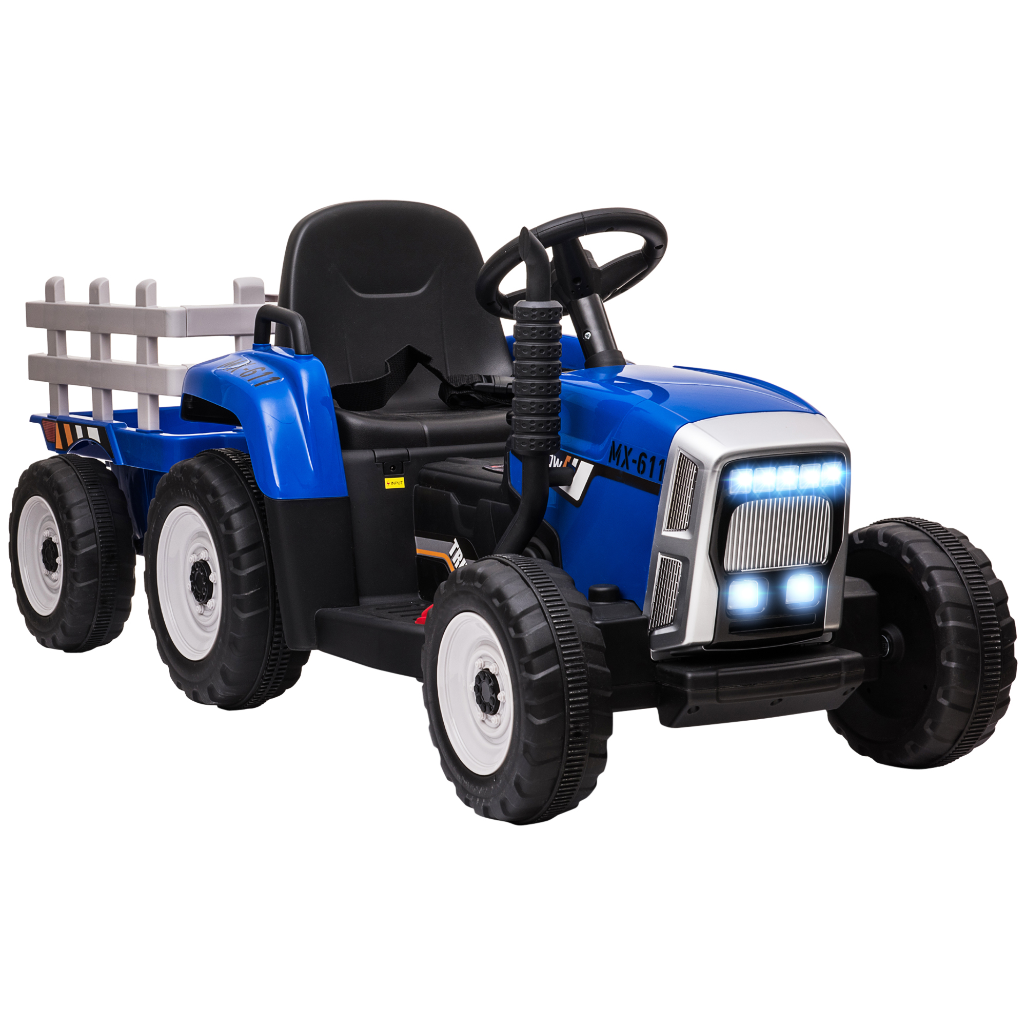 Electric Ride-On Tractor with Trailer and Remote - Blue - Life Essentials