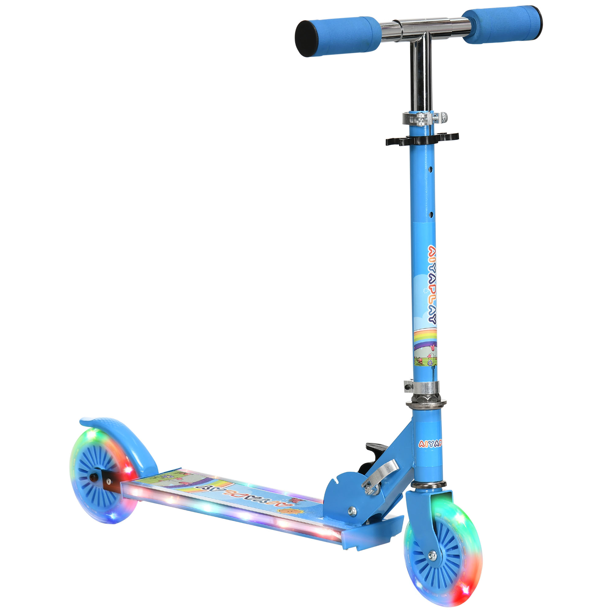 Foldable Frame Kids Scooter with Lights, Music, Adjustable Height- Blue - Life Essentials