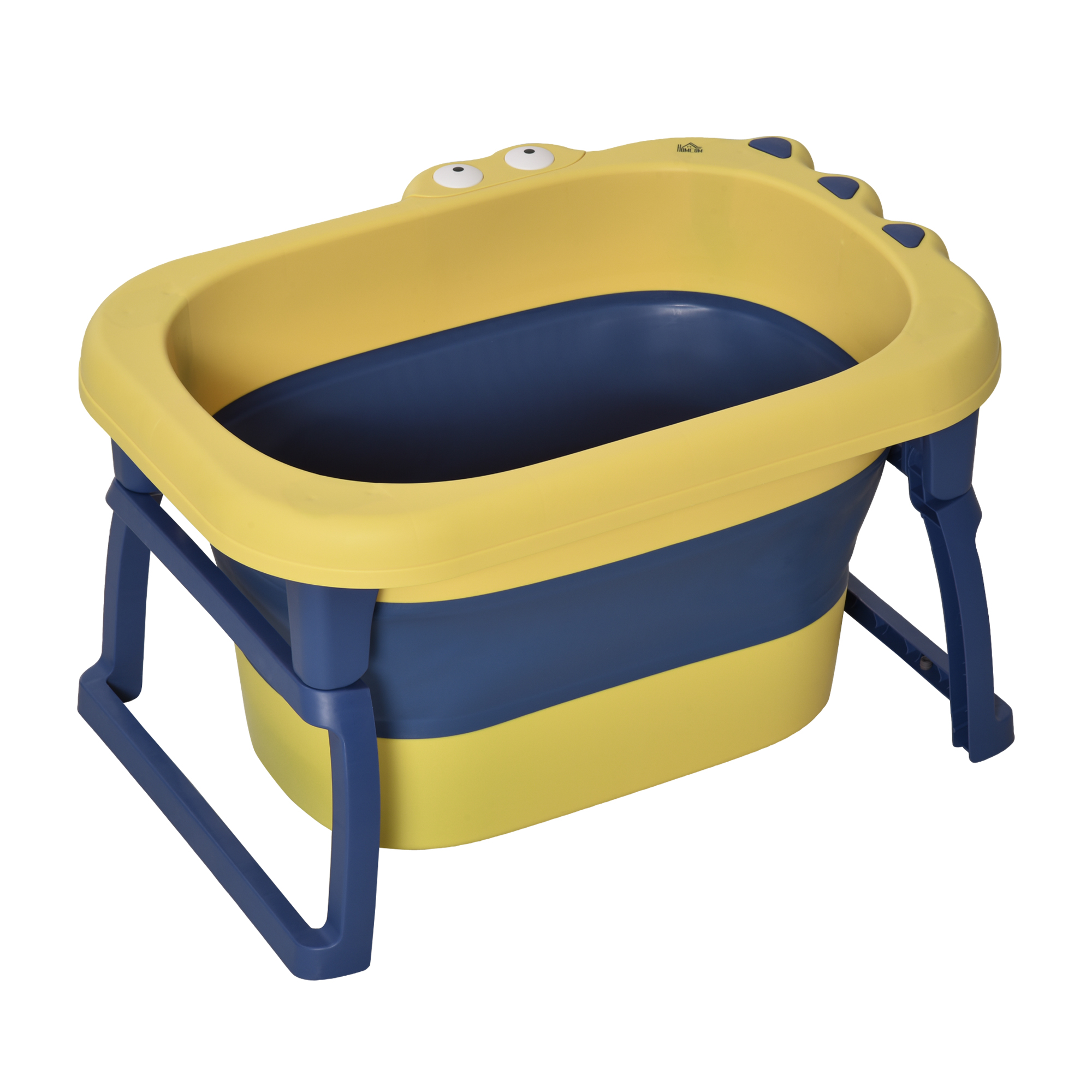 Baby Bath Tub for 0-6 Years Collapsible Non-Slip Portable with Stool Seat for Newborns Infants Toddlers Kids Crocodile Shape Yellow - Life Essentials