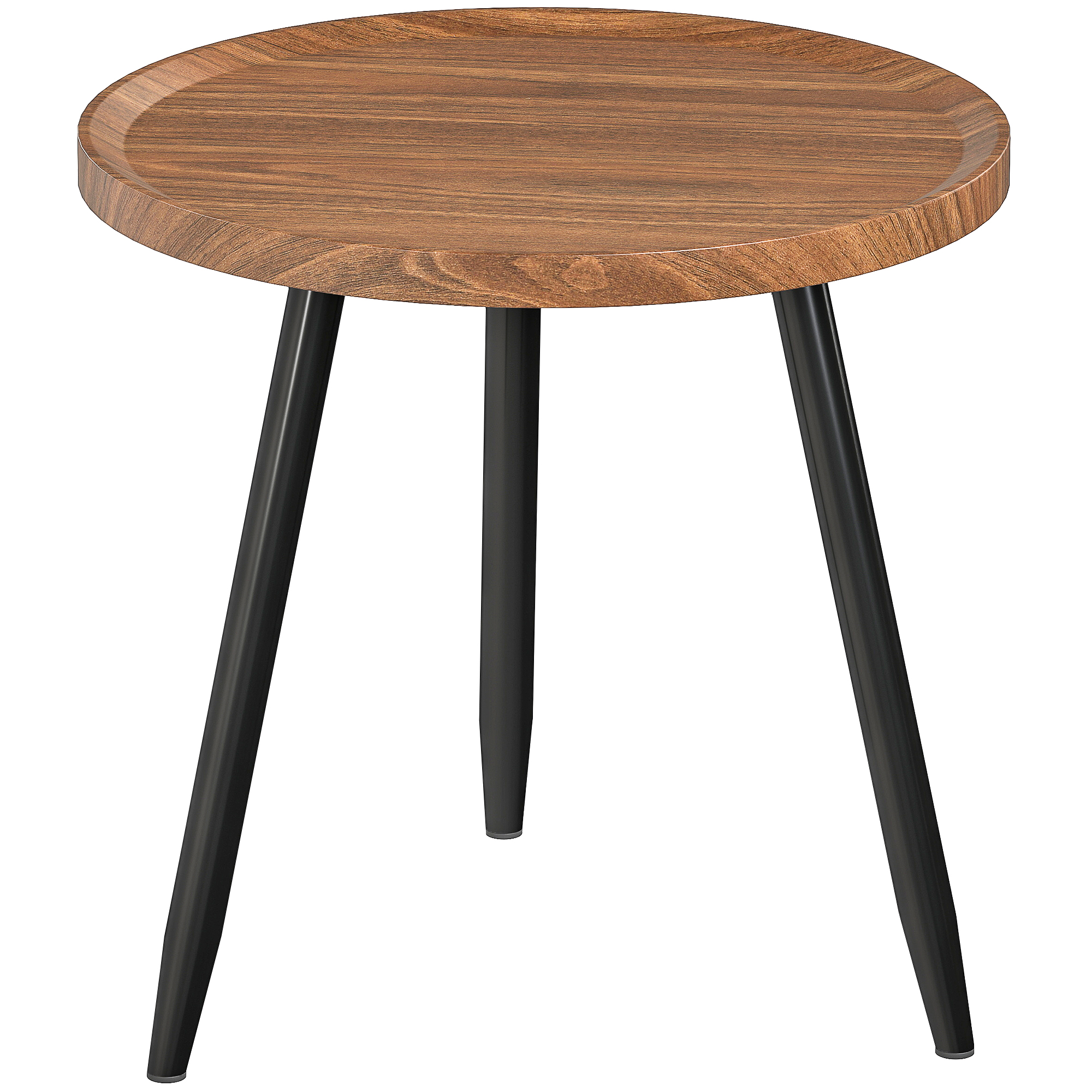 HERON Modern Round Coffee Table Steel Frame for Small Space Sofa Beside - Chestnut Wood - Life Essentials