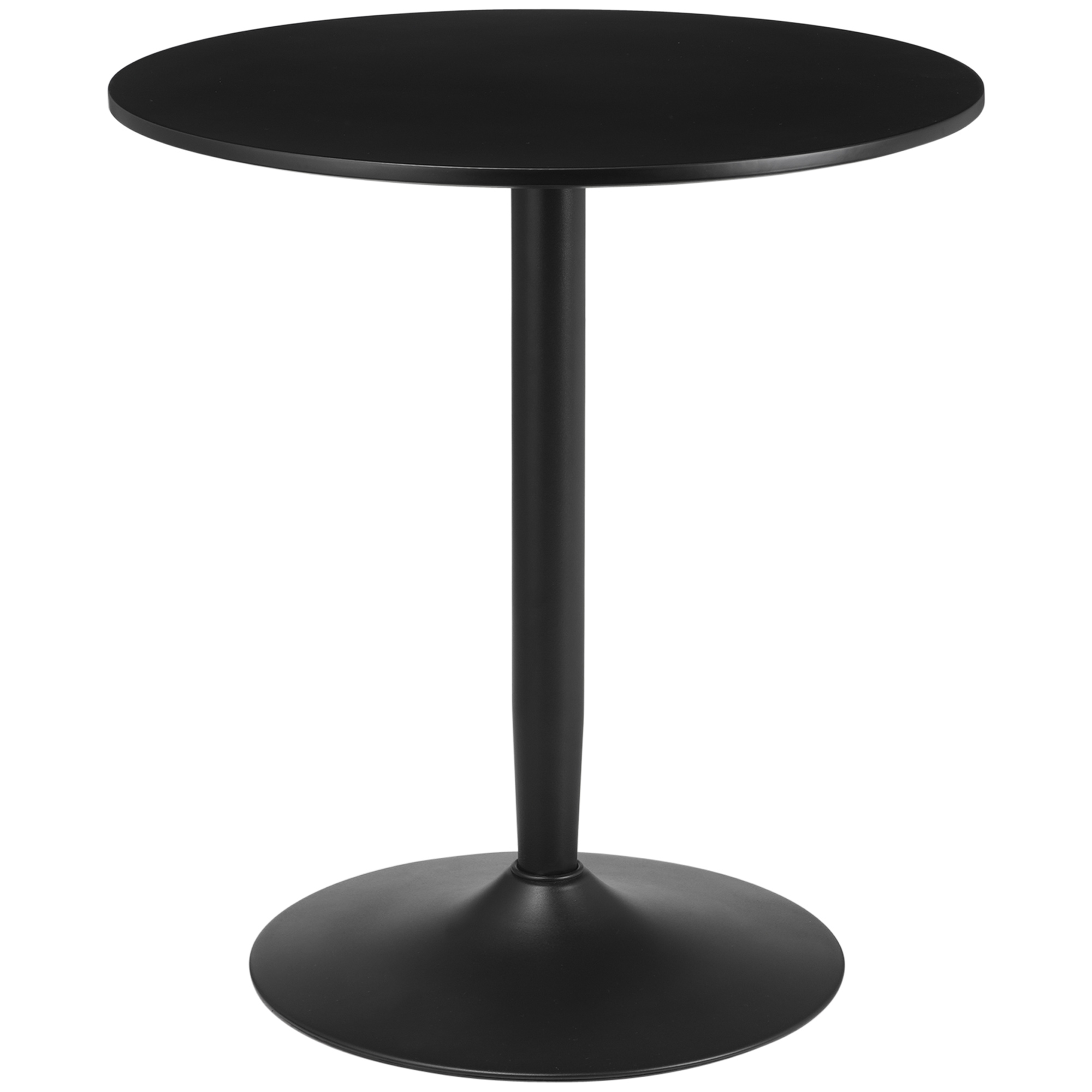 Round Dining Table, Modern Dining Room Table with Steel Base, Non-slip Foot Pad, Space Saving Small Dining Table, Black - Life Essentials
