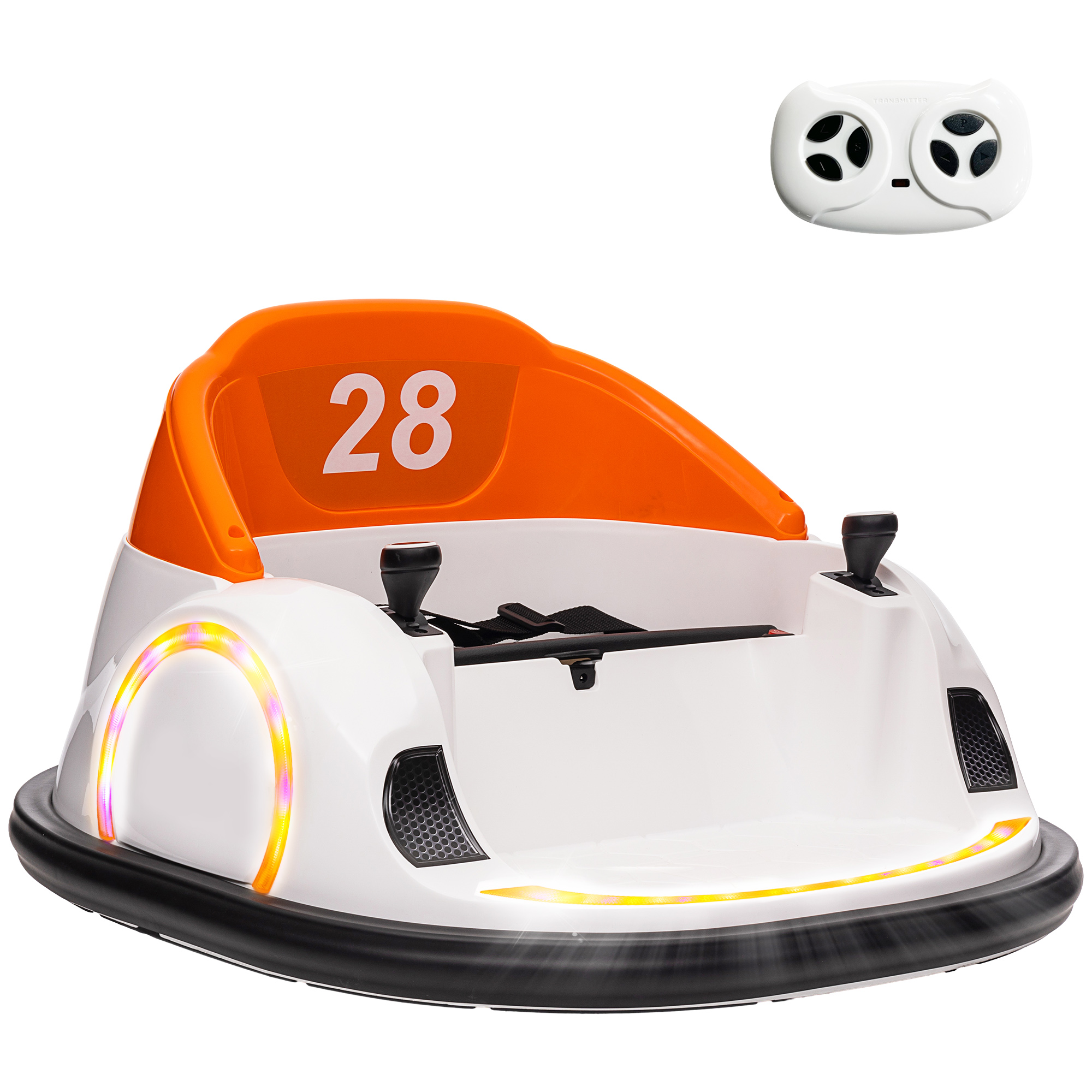 Kids Electric Car - 12V 360deg Rotation Kids Bumper Car Orange 64.5cm - Life Essentials