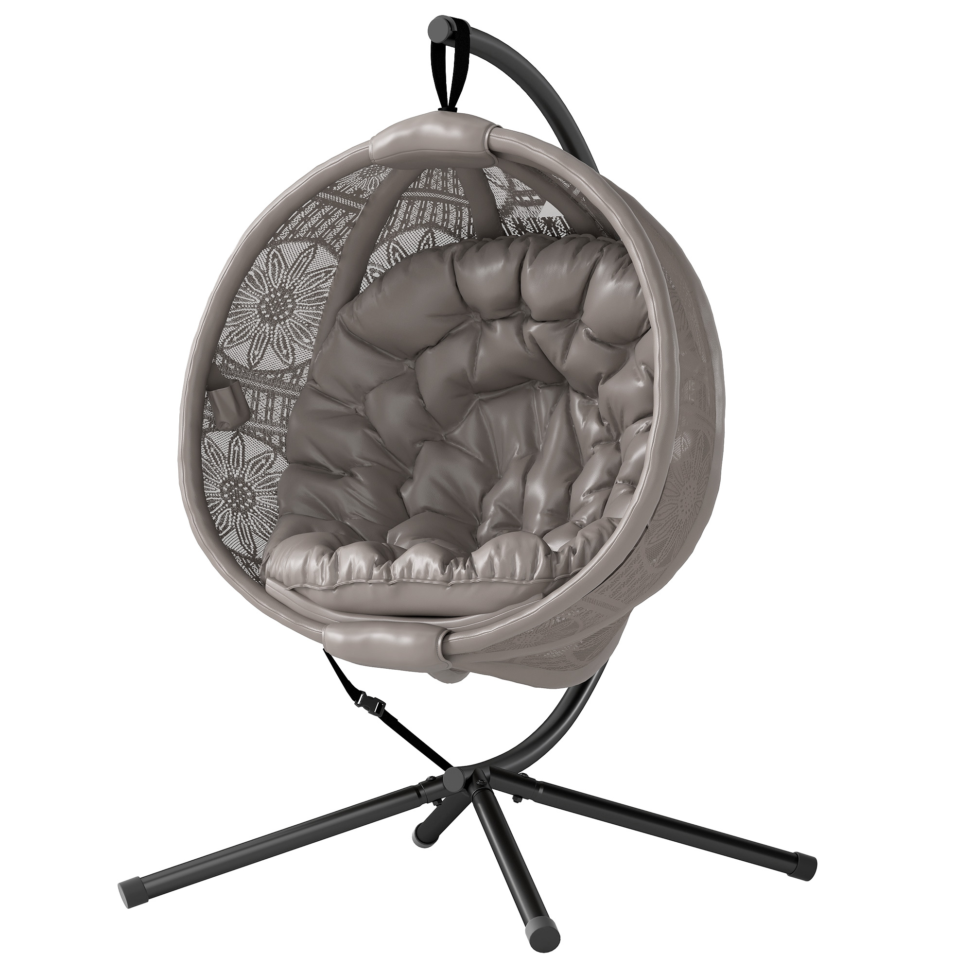 Round Egg Basket Chair with Steel Stand - Life Essentials