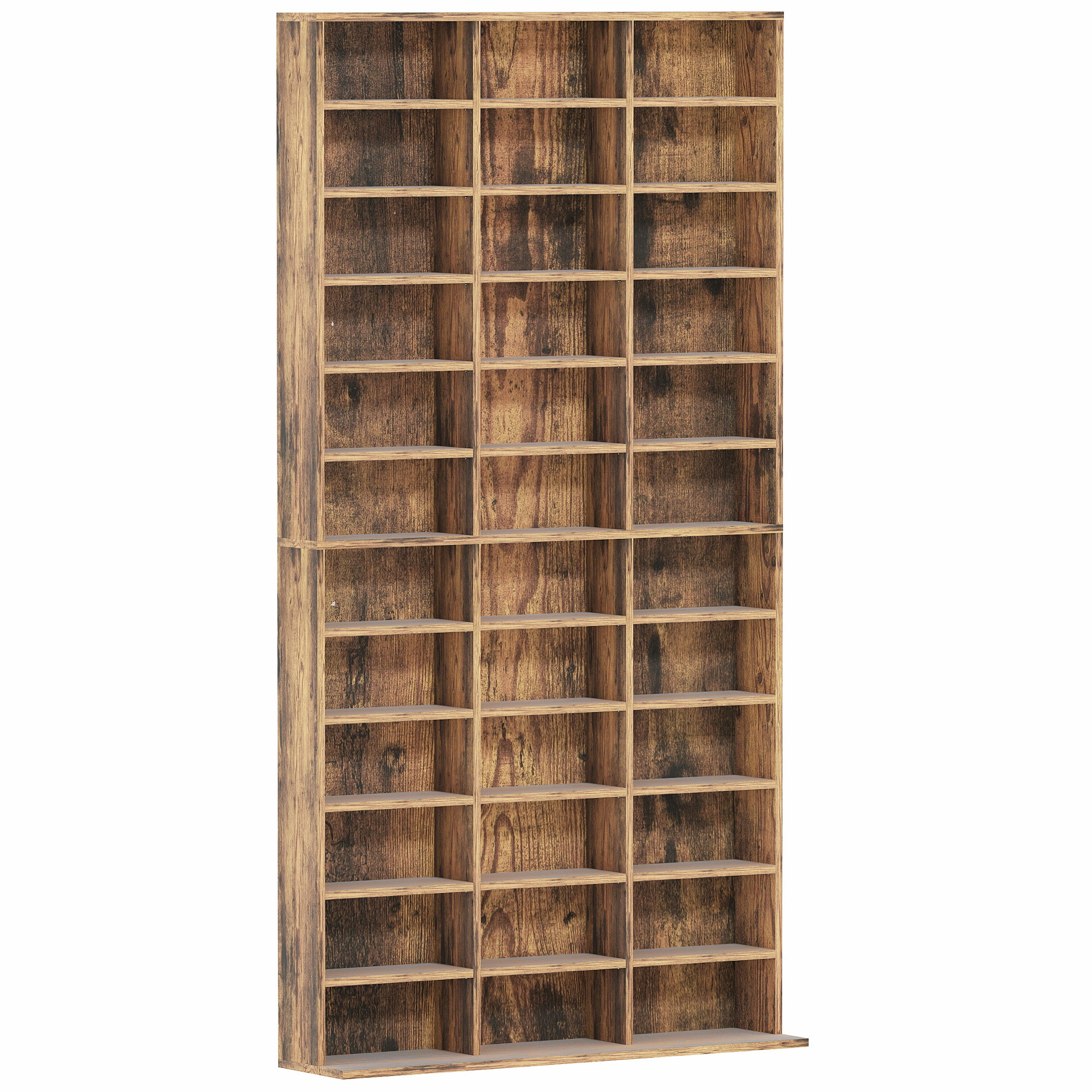 HERON CD Storage Unit Adjustable Shelves 102x195cm - Rustic Brown