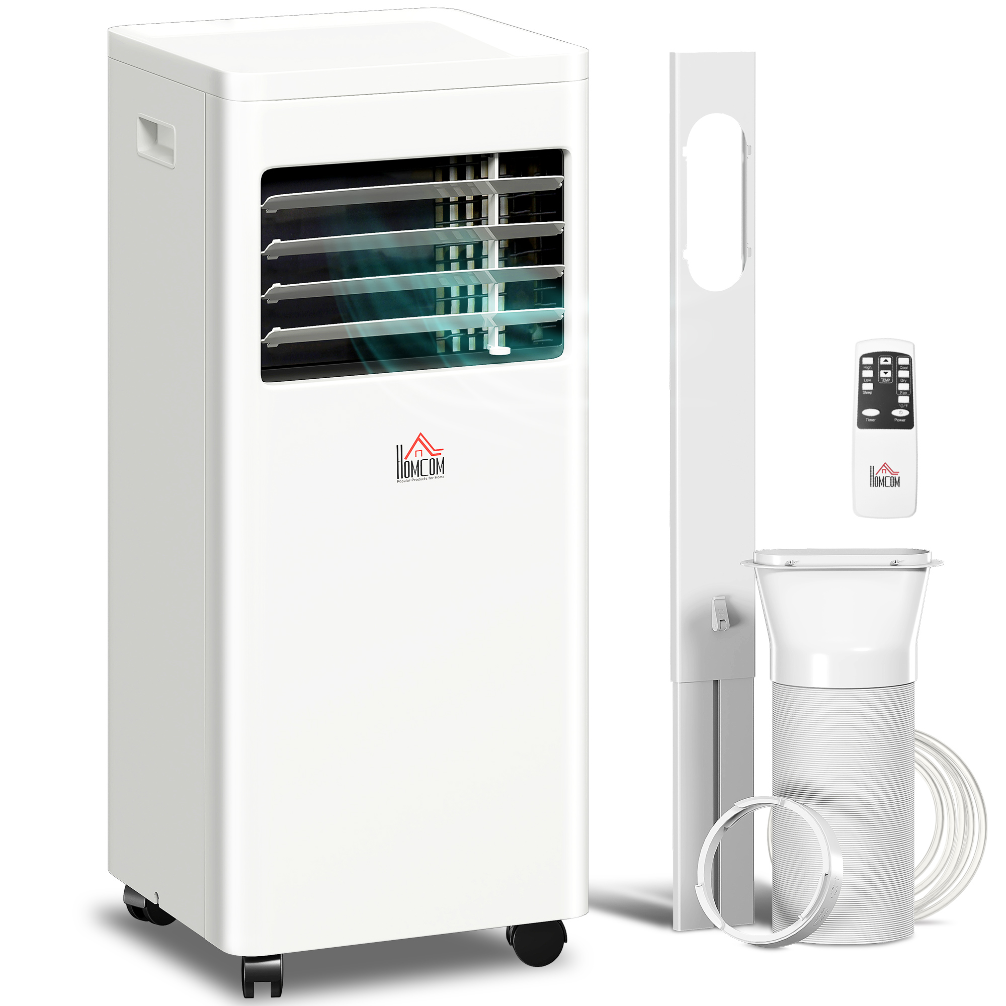 Mobile Air Conditioner White W/ Remote Control Cooling Dehumidifying Ventilating - 650W - Life Essentials