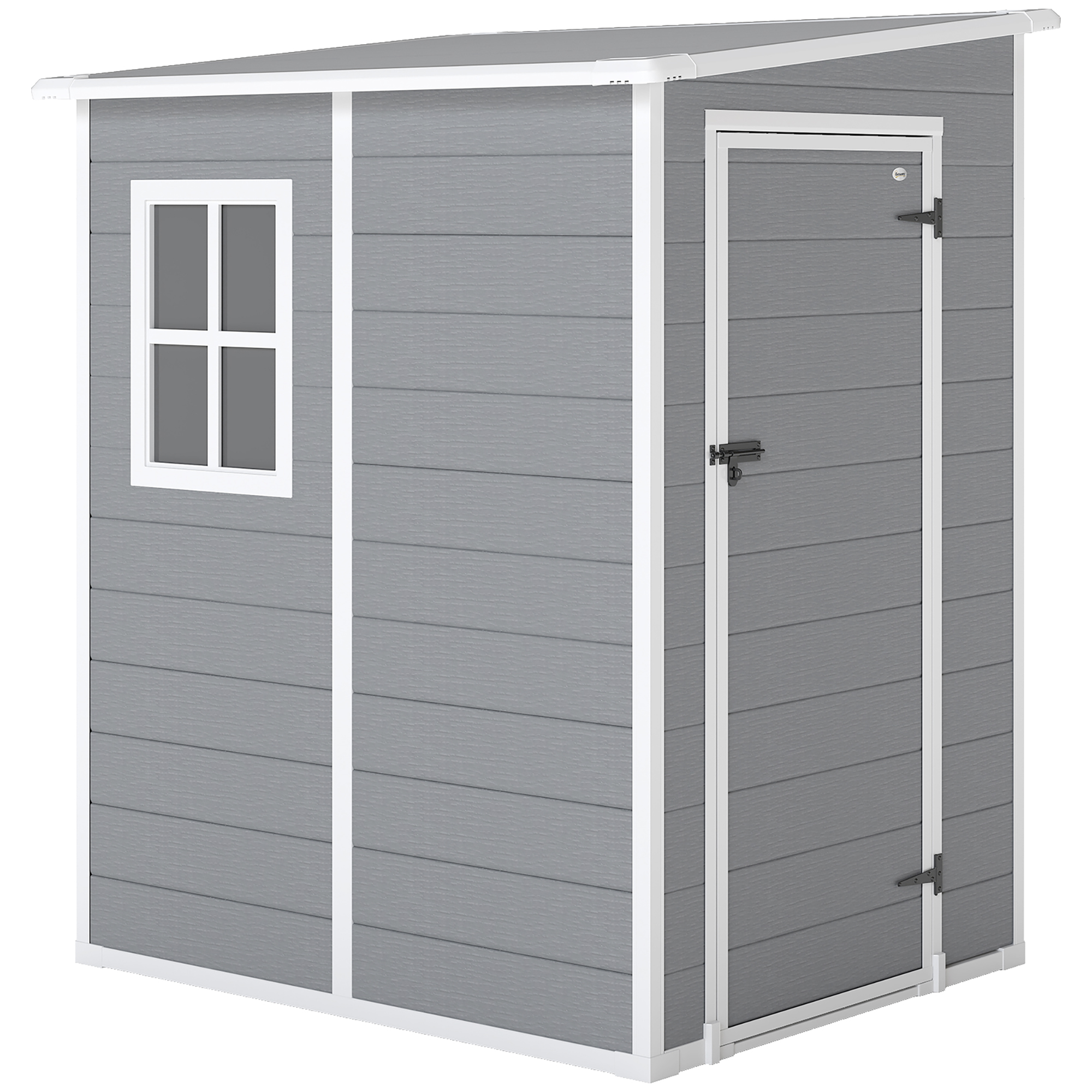 4'x5' Garden Storage Shed, Lean to Shed, Lockable Garden Shed with Window, Vent and Plastic Roof, Grey - Life Essentials