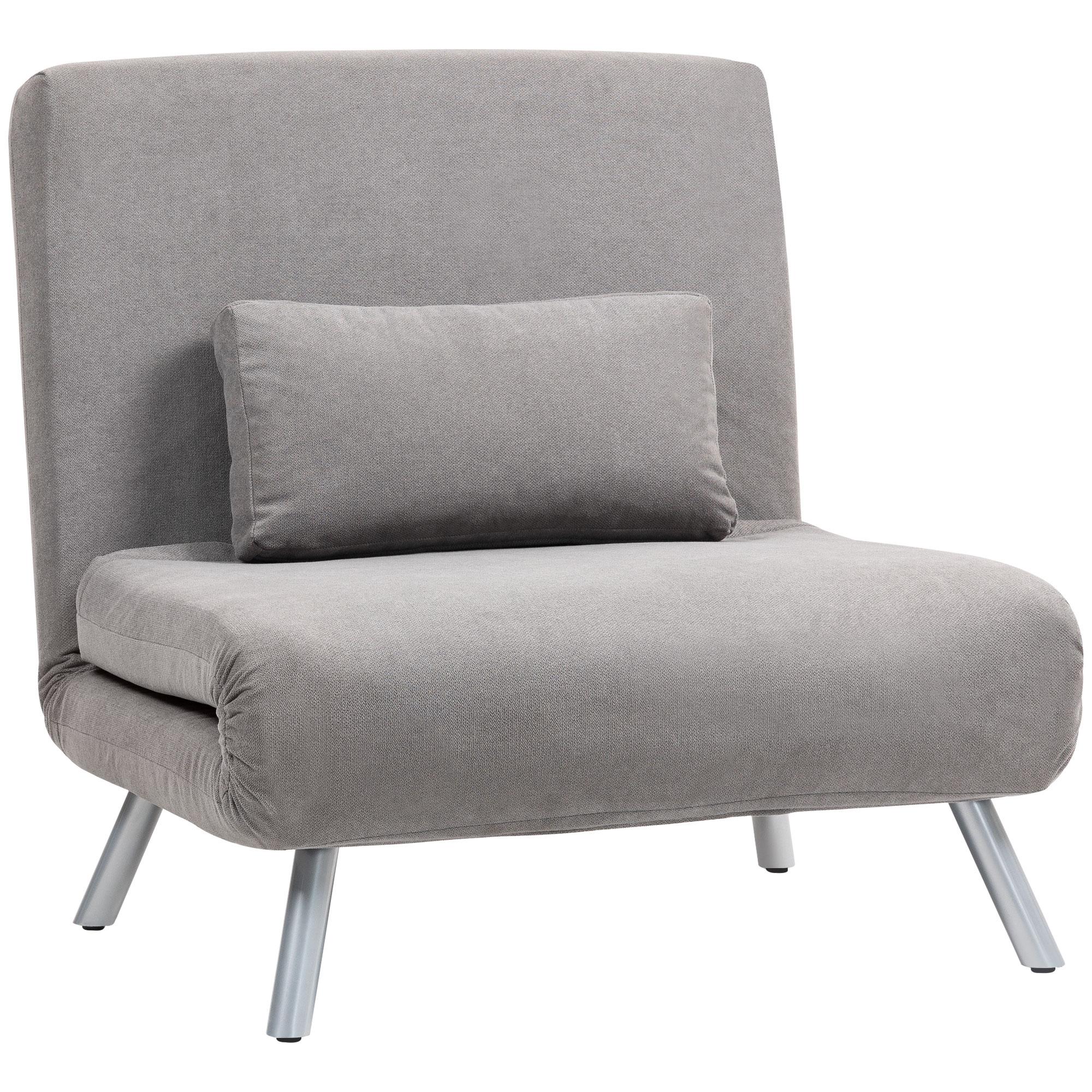 HERON Single Velvet Feel Chair Bed - Grey - Life Essentials