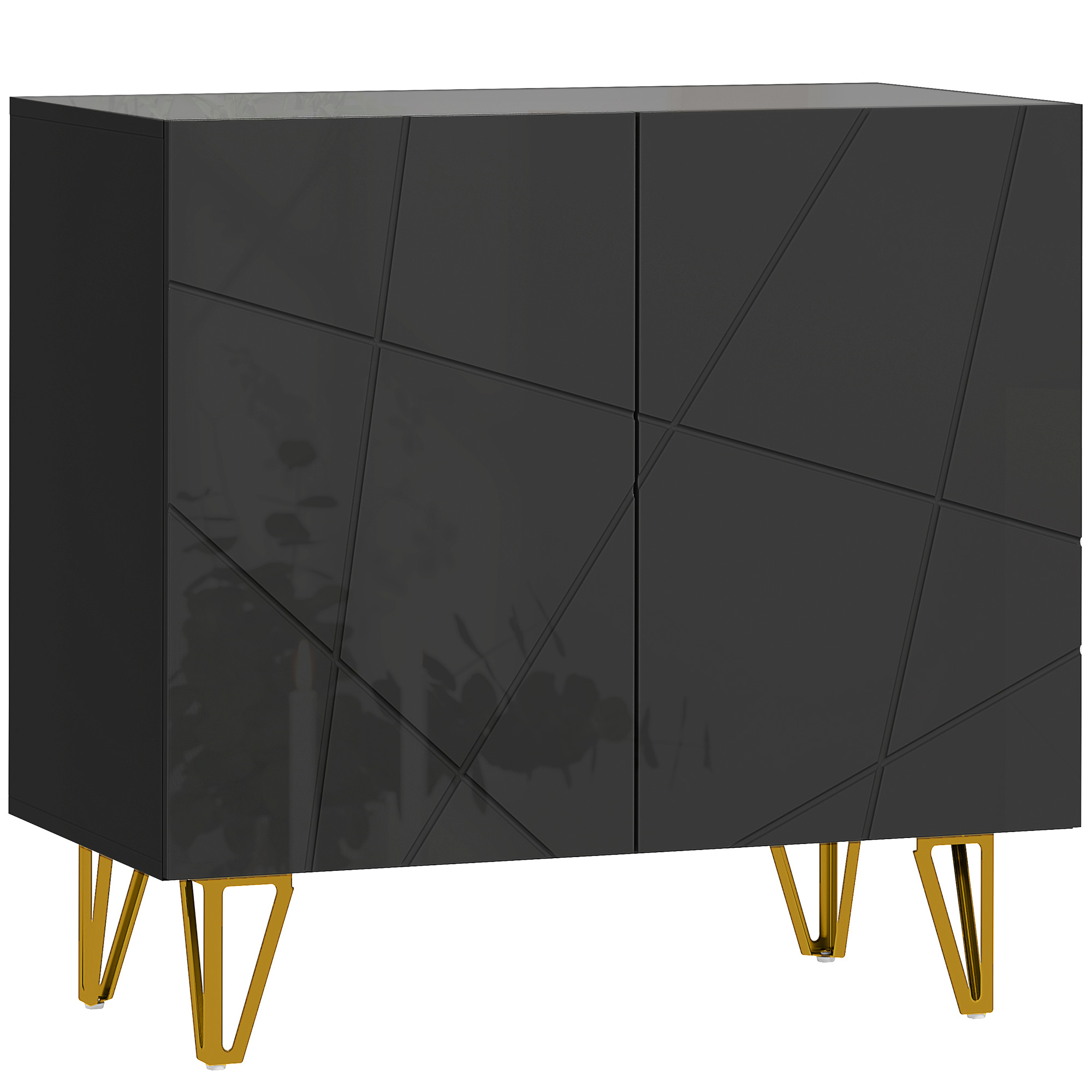 HERON Modern Luxe High Gloss Sideboard Hairpin Legs - Black - Life Essentials