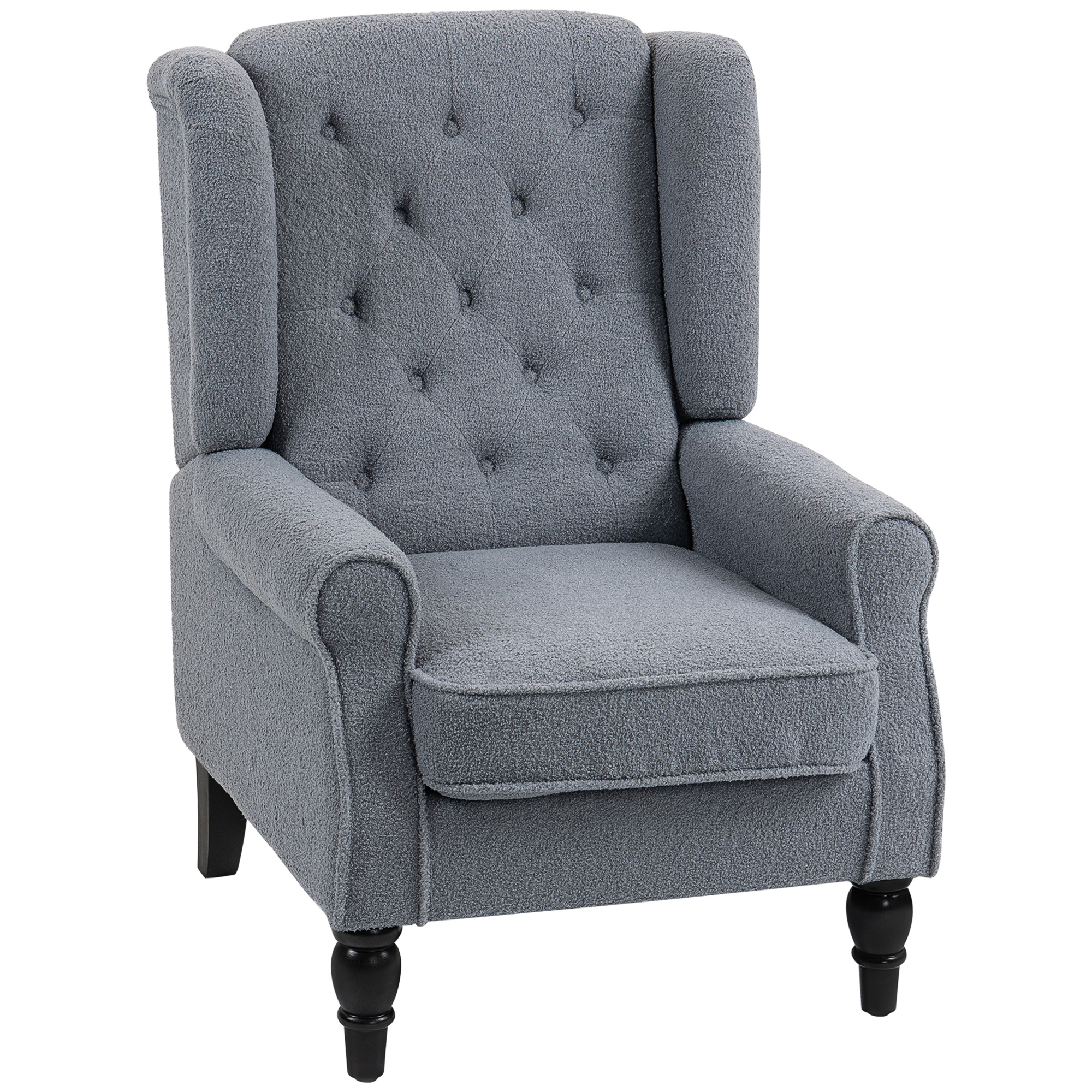 HERON Wingback Accent Chair Retro Upholstered Button Tufted Occasional - Grey - Life Essentials