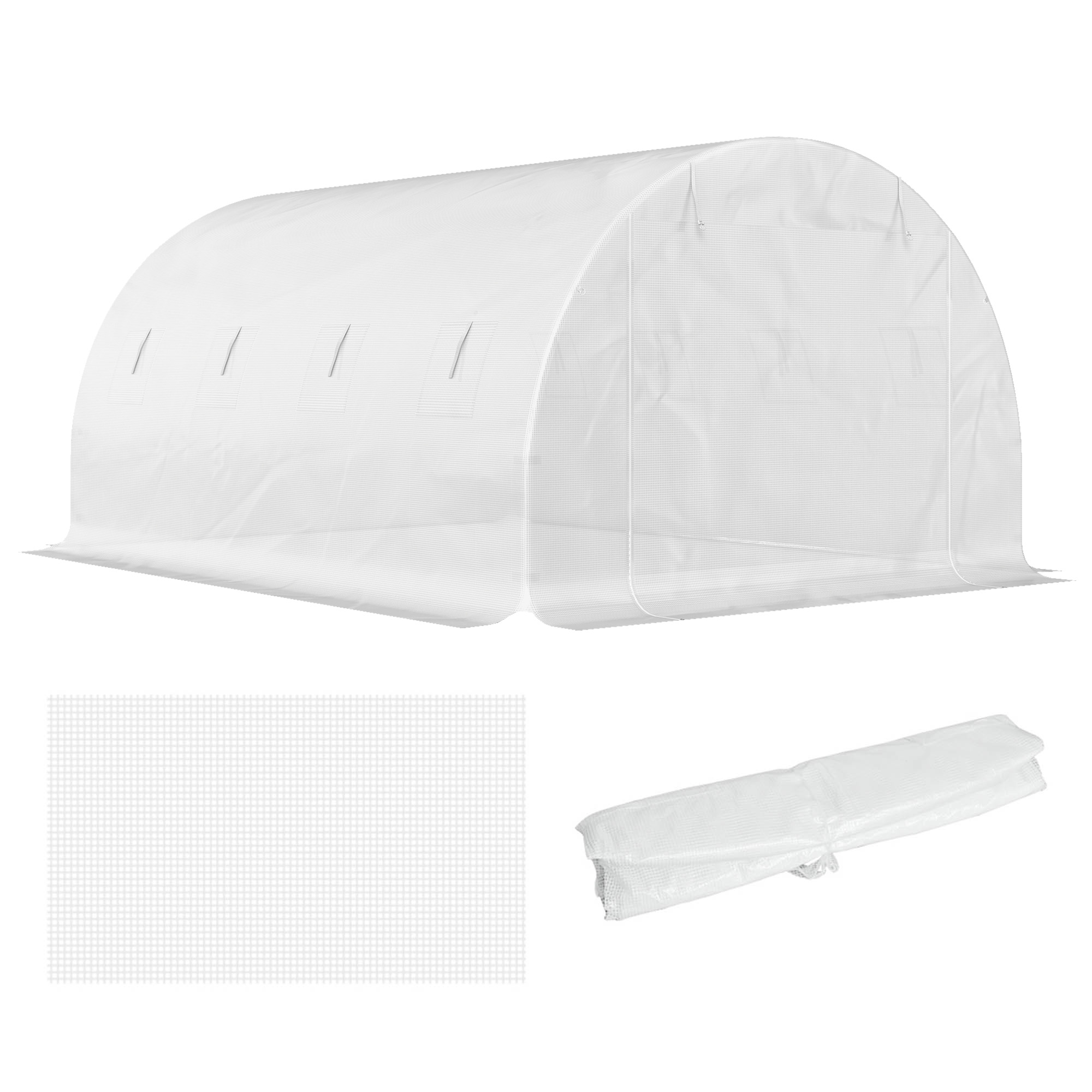 SUNVISTA 4x3x2m Greenhouse Replacement Cover for Tunnel Walk in - White - Life Essentials