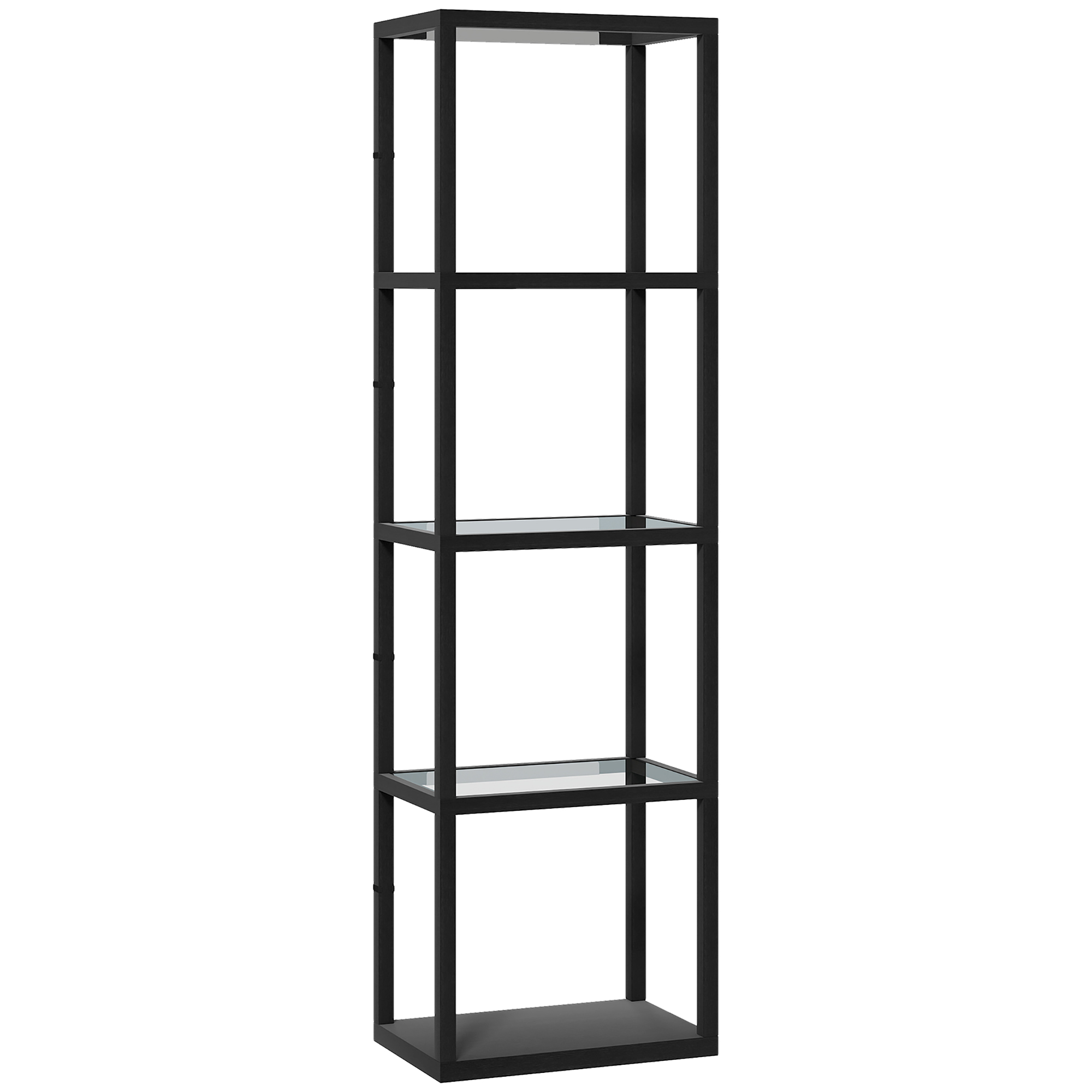 HERON LED Floor Lamp with Glass Shelves 4 Layers Dimmable Standing Lamp - Black - Life Essentials