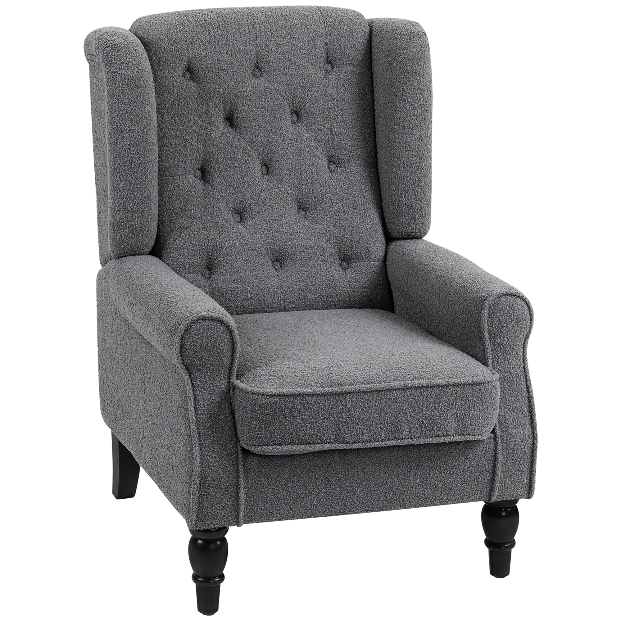 HERON Teddy Fleece Retro Wingback Chair - Grey - Life Essentials