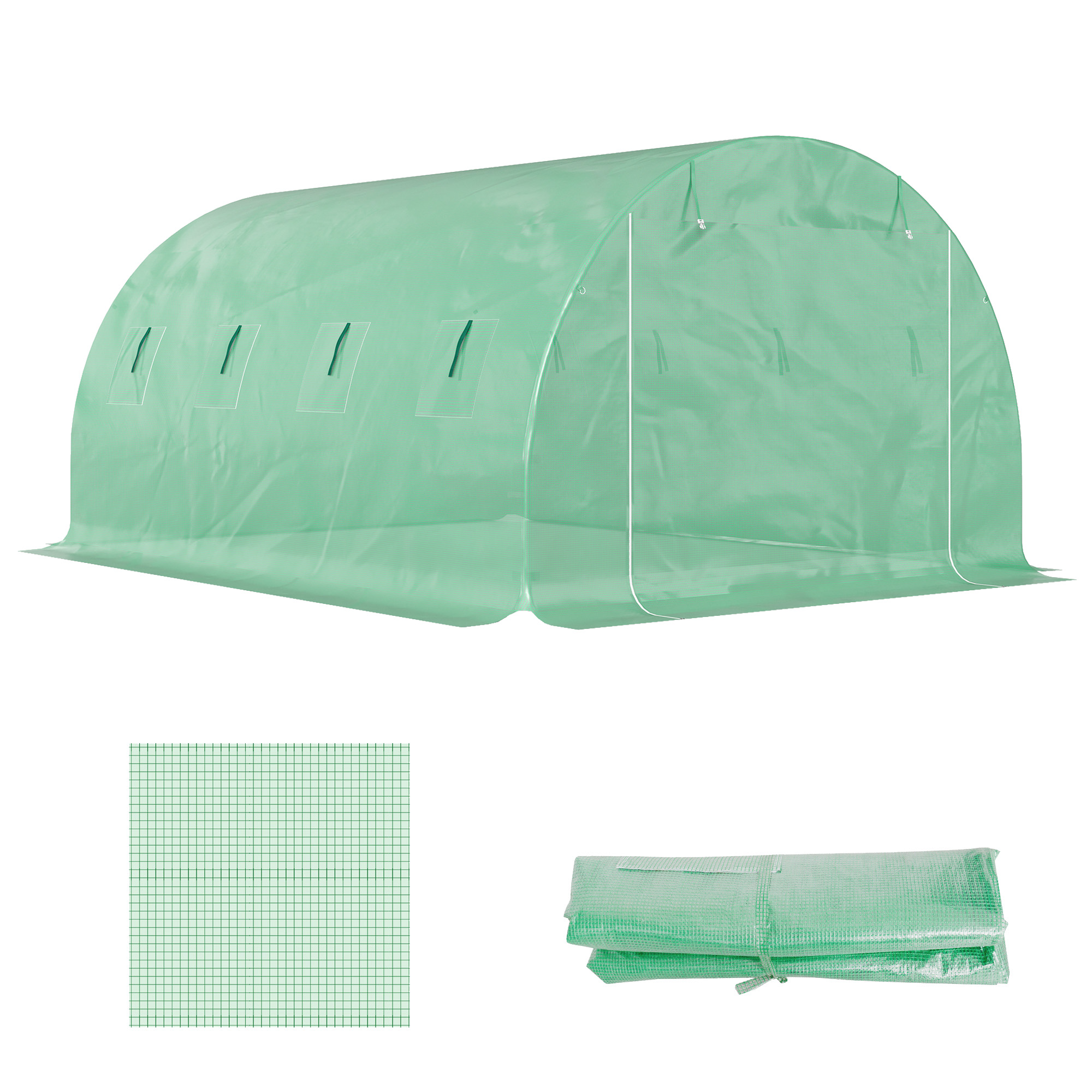 SUNVISTA 4x3x2m Greenhouse Replacement Cover for Tunnel Walk in - Green - Life Essentials