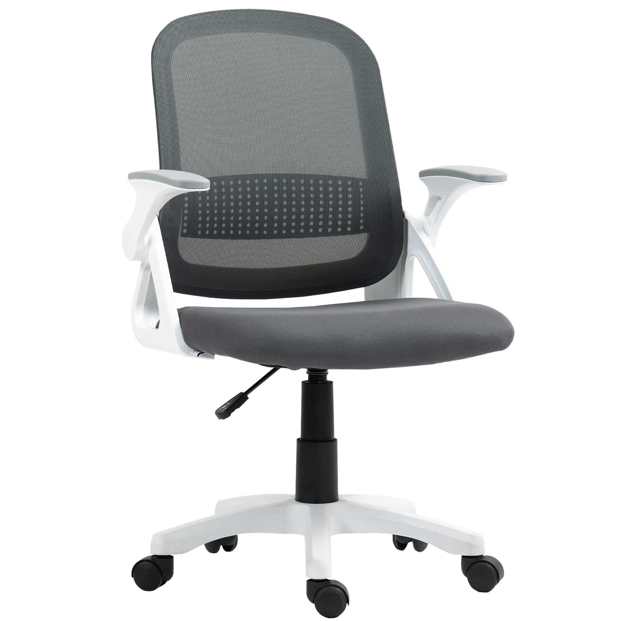 HERON Breathable Mesh Office Chair Ergonomic Swivel Flip up Armrests Lumbar - Grey - Life Essentials