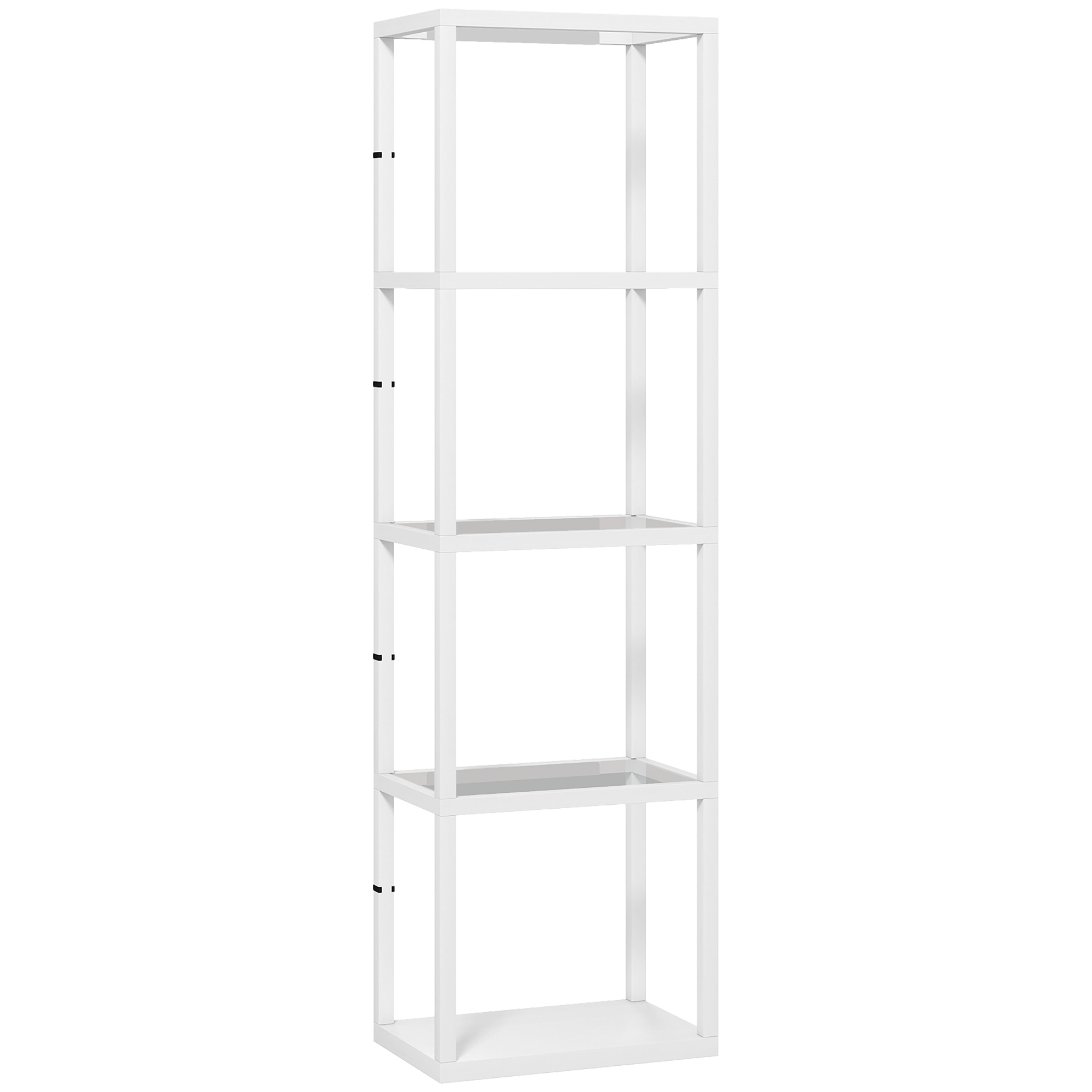 HERON LED Floor Lamp with Glass Shelves 4 Layers Dimmable Standing Lamp - White - Life Essentials