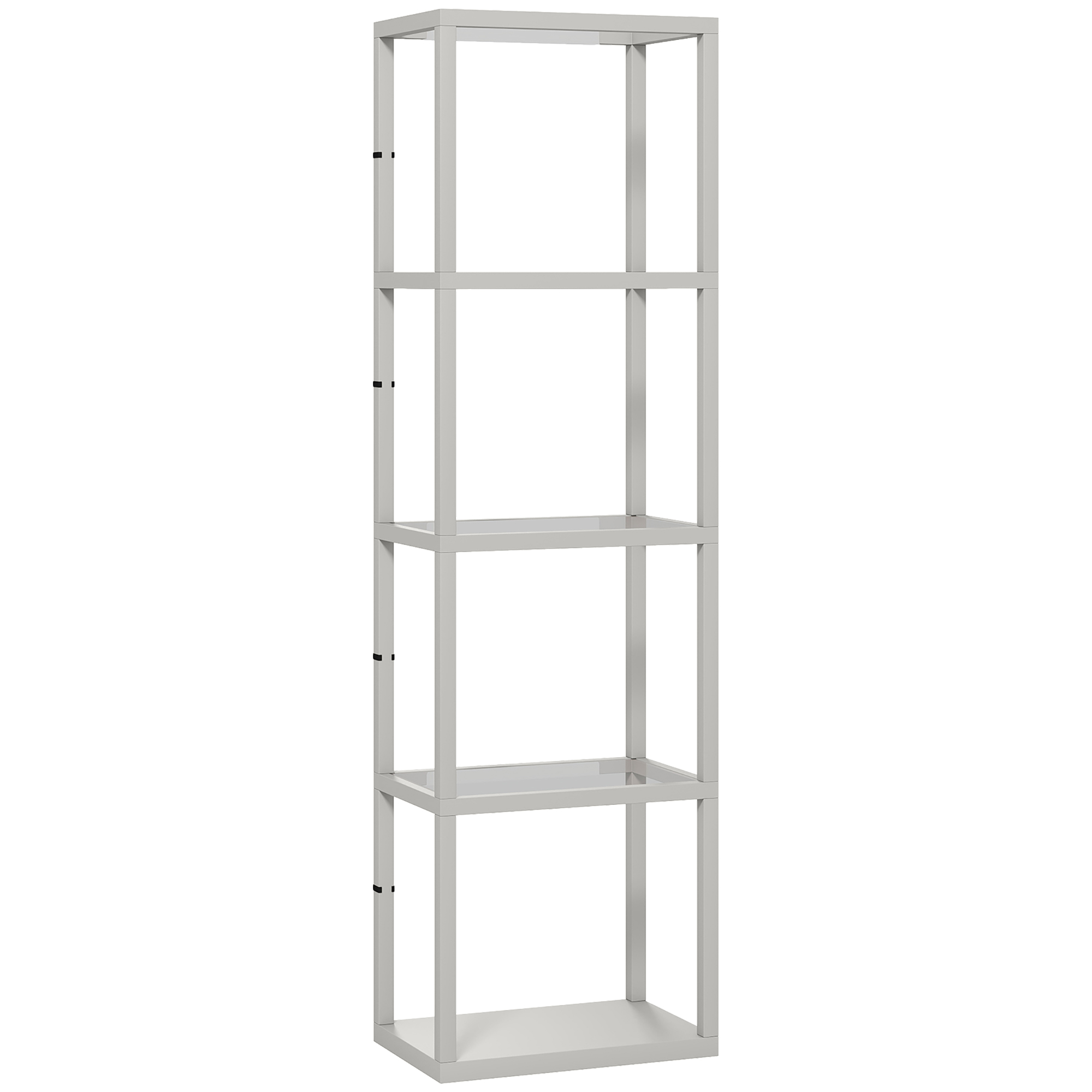 HERON LED Floor Lamp with Glass Shelves 4 Layers Dimmable Standing Lamp - Grey - Life Essentials