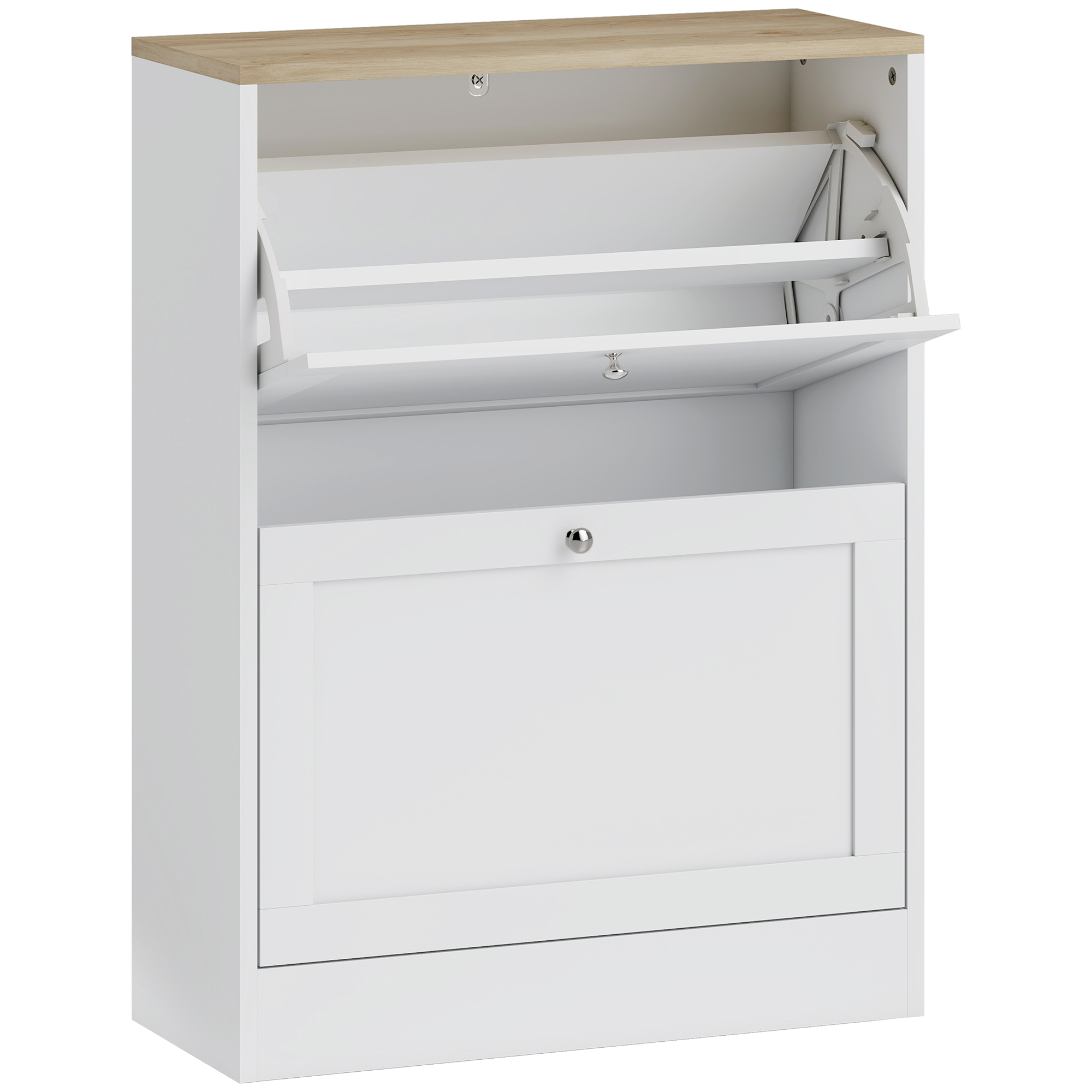 ABRI 2 Flip Drawers Shoe Cabinet - White - Life Essentials