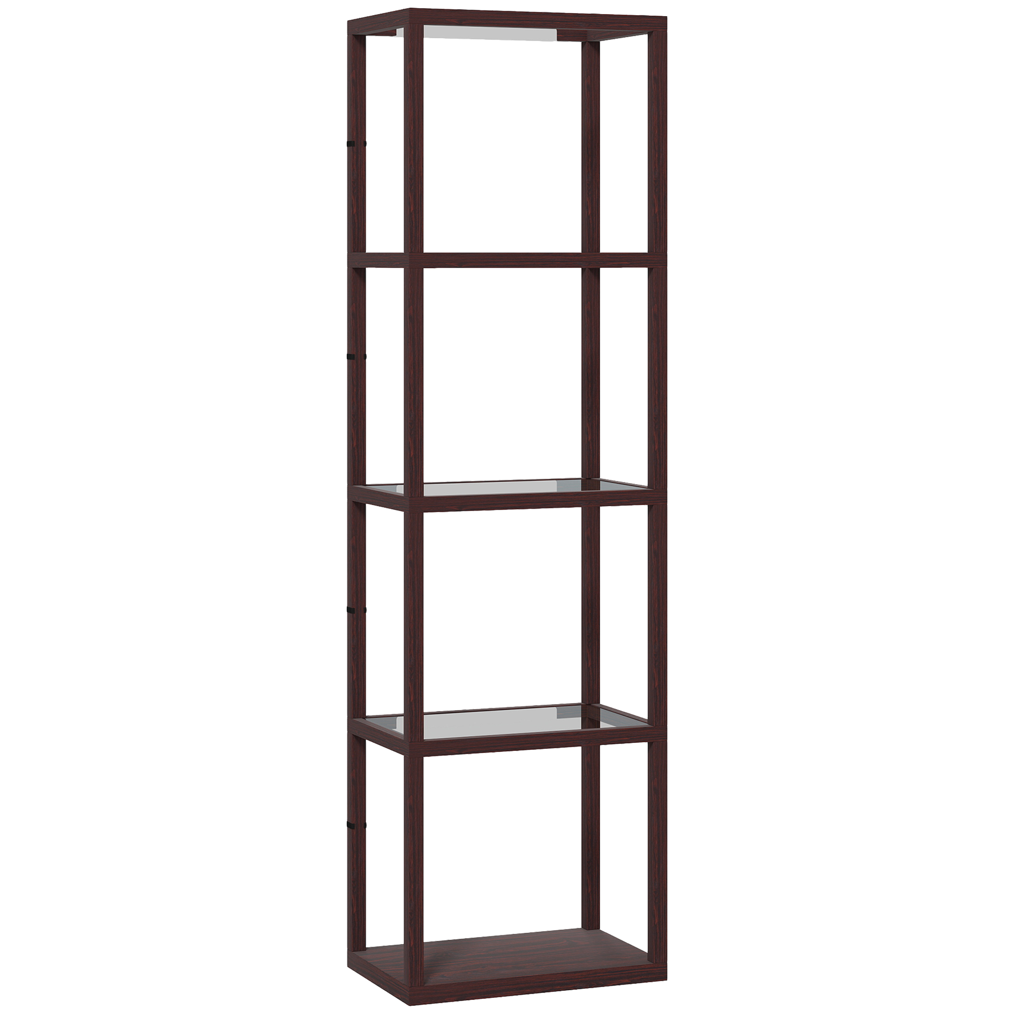 HERON LED Floor Lamp with Glass Shelves 4 Layers Dimmable Standing Lamp - Dark Brown - Life Essentials