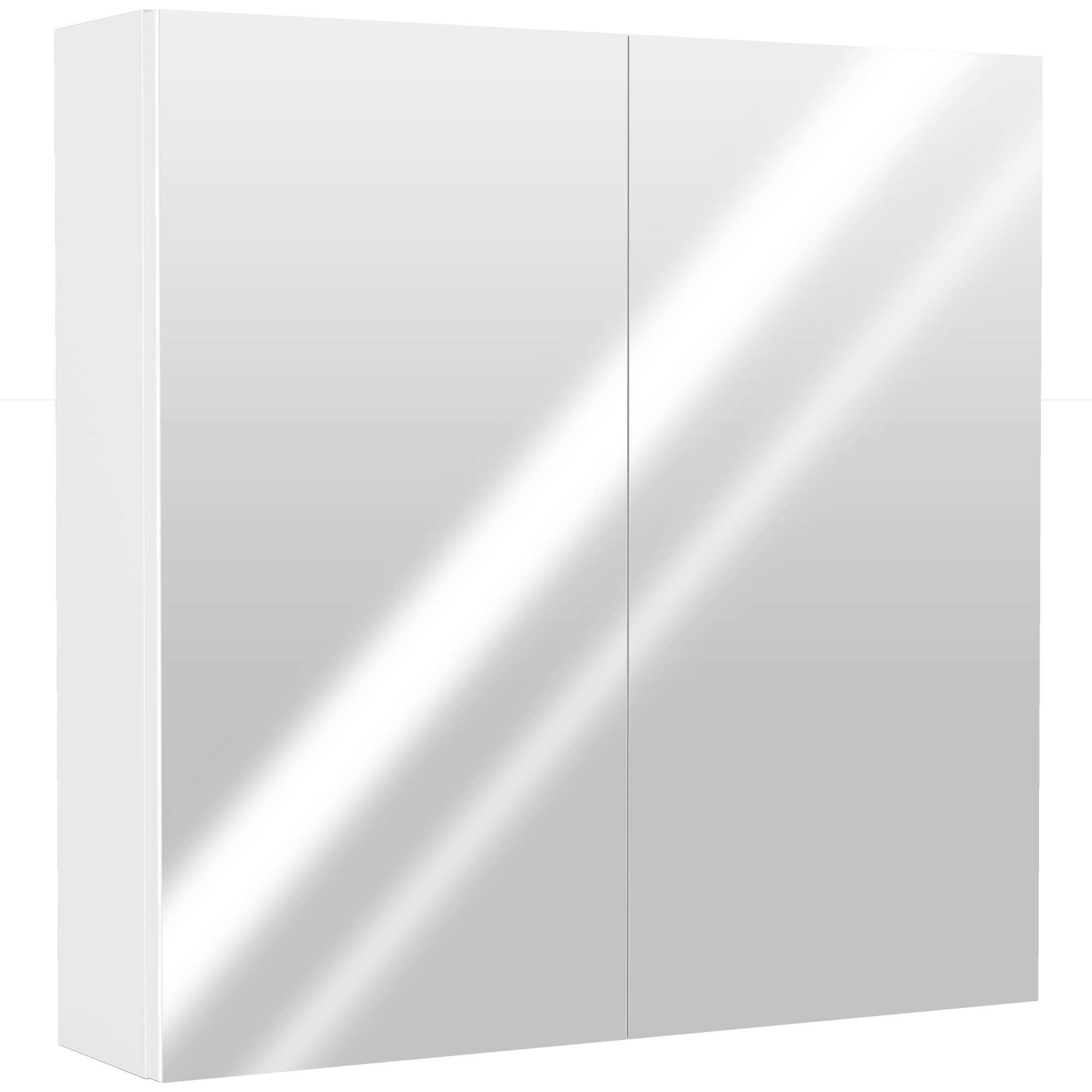 HERON 60x15 cm Double Door Bathroom Mirror Cabinet - White - Life Essentials