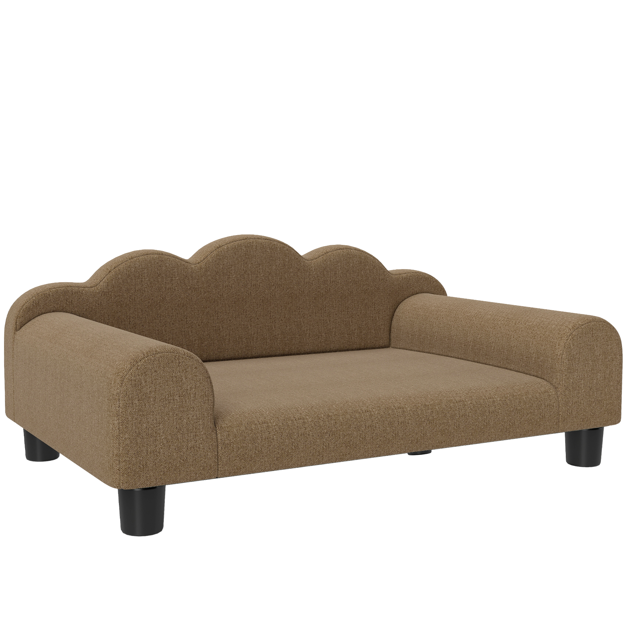 PAWSTER Elevated Dog Sofa Bed Breathable Pet Sofa Backrest Armrest - Brown - Life Essentials