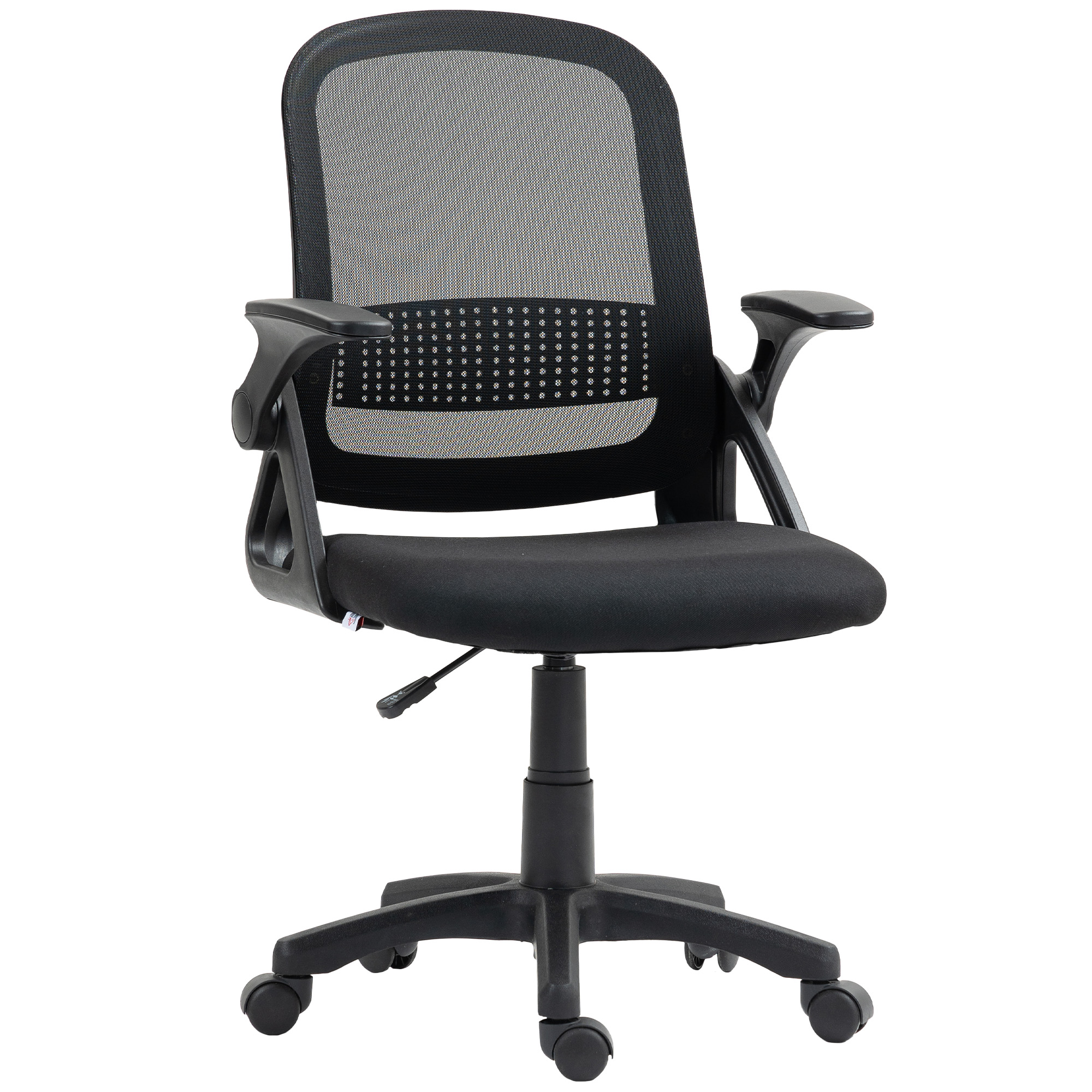 HERON Breathable Mesh Office Chair Ergonomic Swivel Flip up Armrests Lumbar - Black - Life Essentials