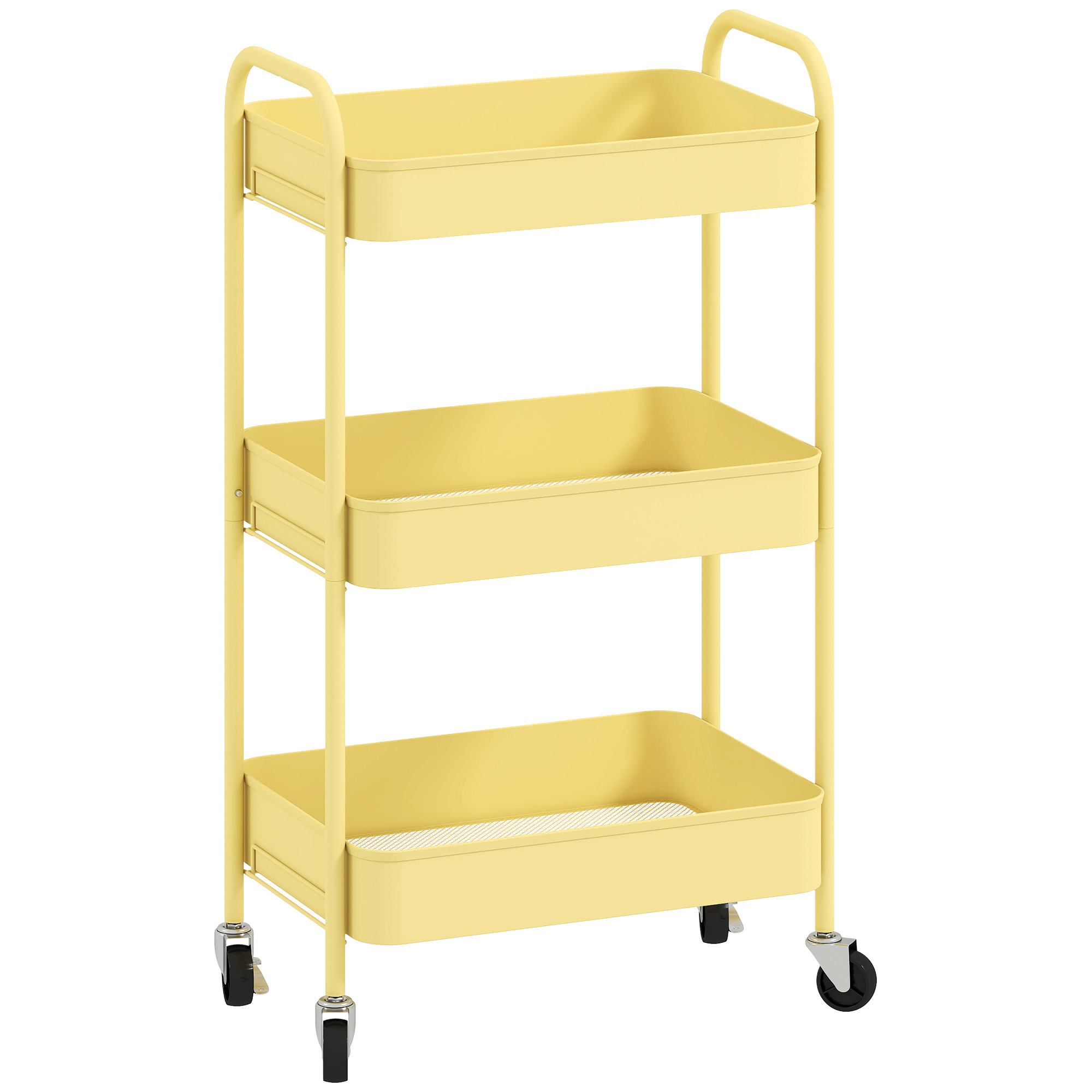 HERON Three Tier Steel Storage Trolley - Yellow - Life Essentials