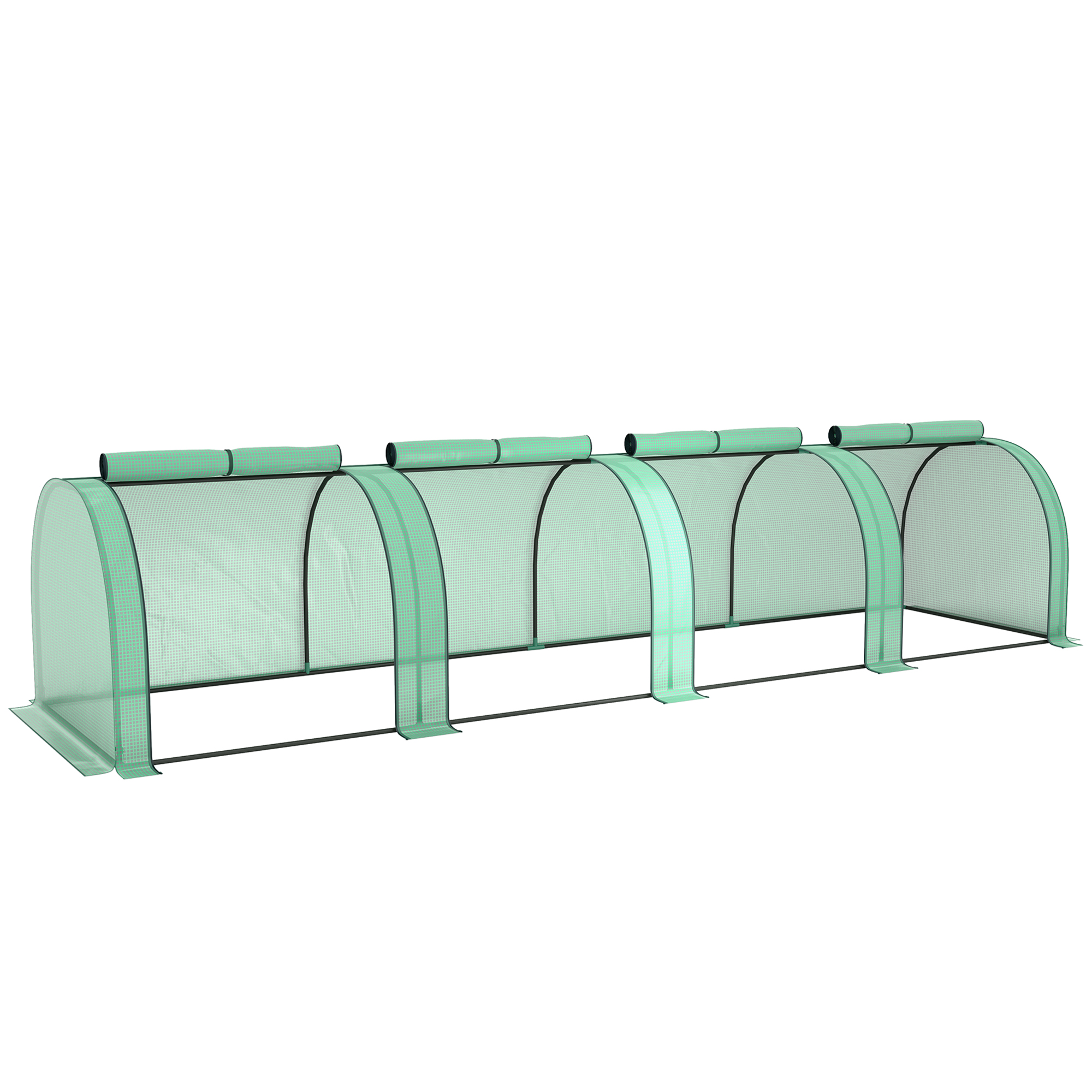 SUNVISTA Mini Greenhouse Small Polytunnel Steel Frame 395x100x80cm - Green - Life Essentials