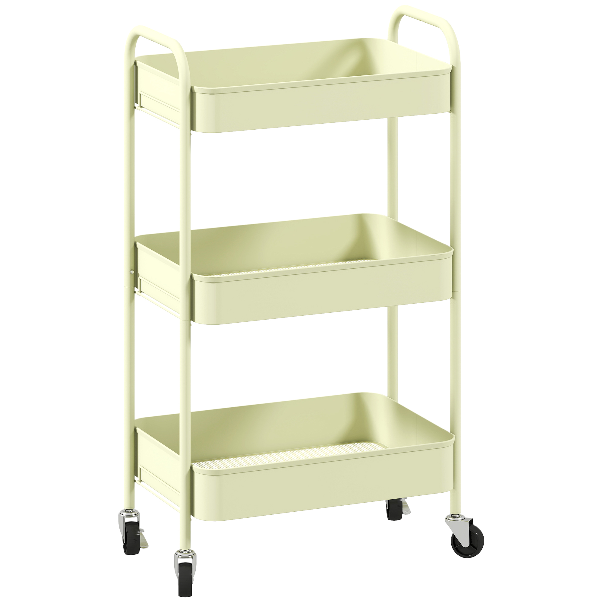 HERON Three Tier Steel Storage Trolley - Green - Life Essentials