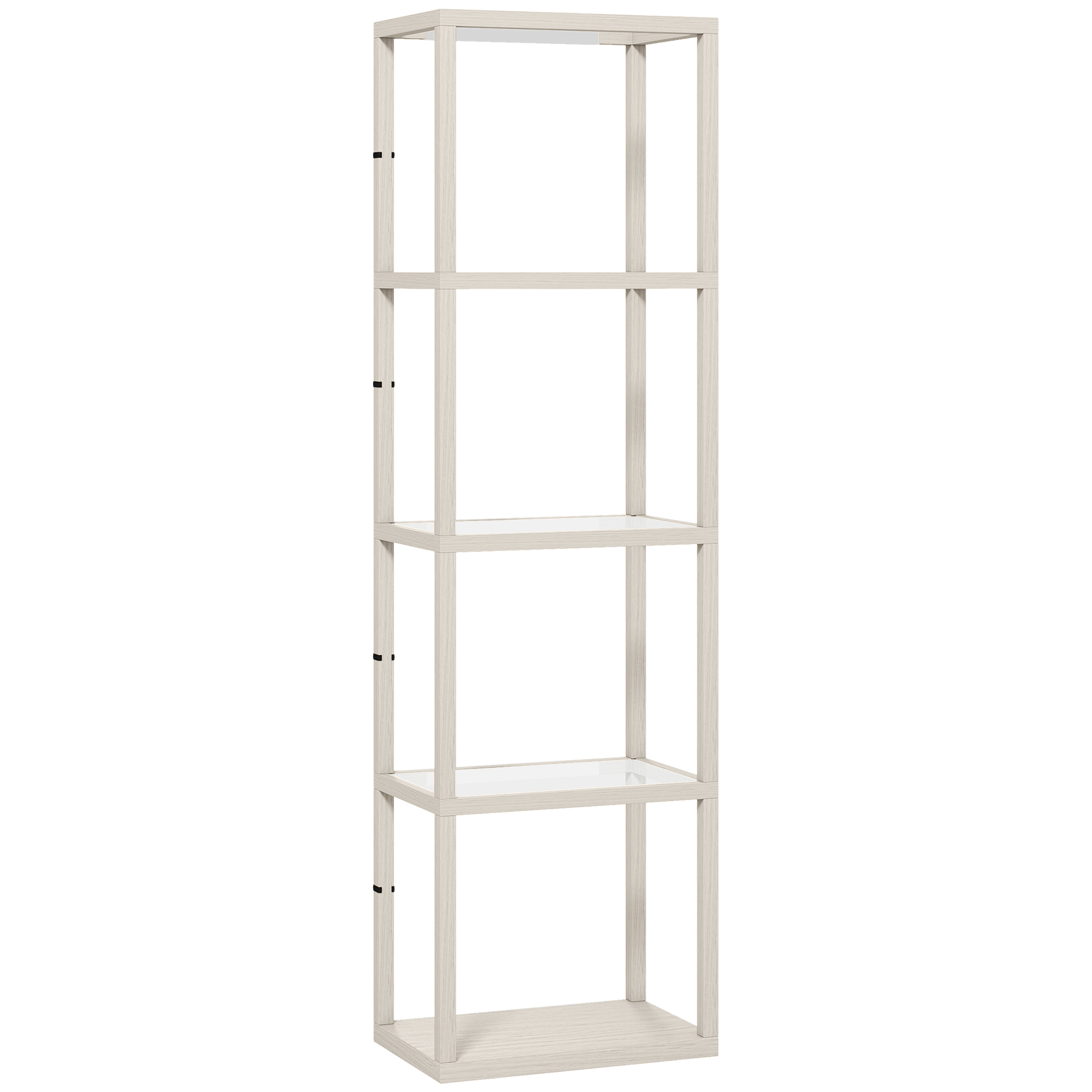 HERON LED Floor Lamp with Glass Shelves 4 Layers Dimmable Standing Lamp - Oak - Life Essentials