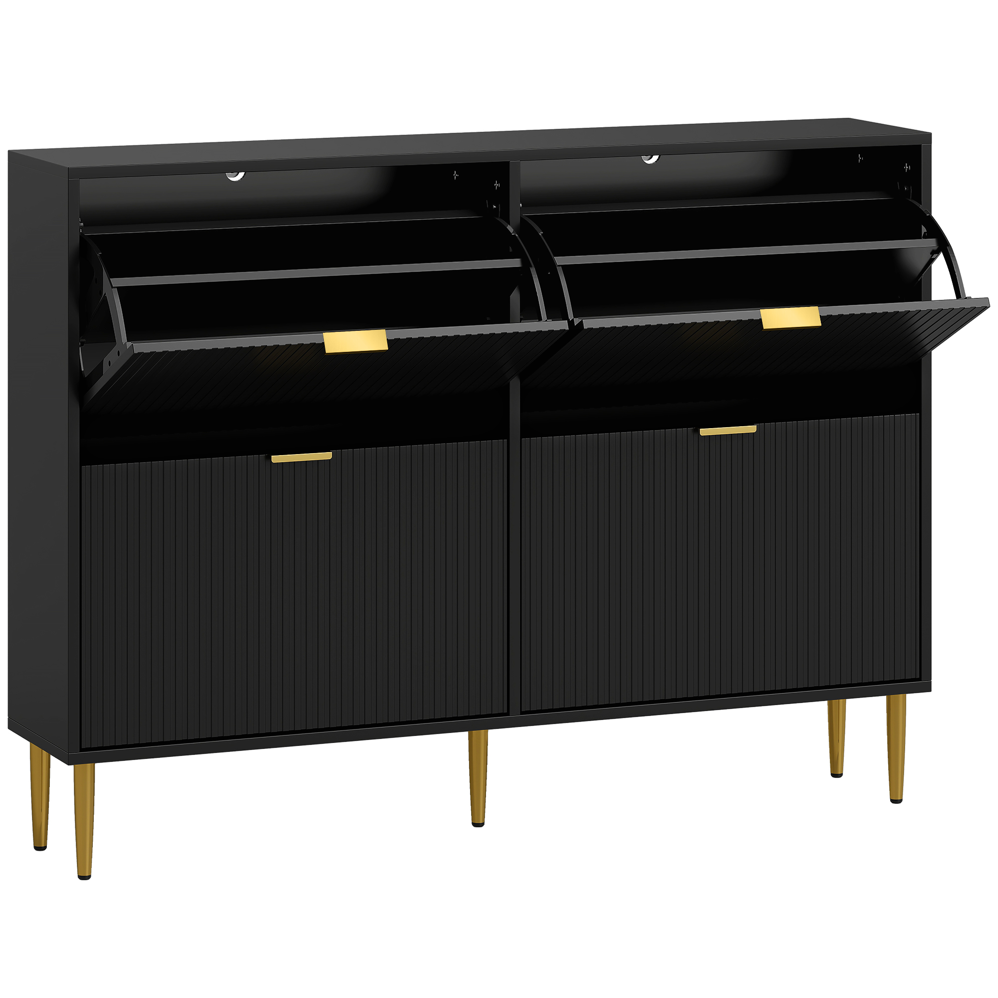 STASHOE 4 Drawer Shoe Cabinet Flip Doors - Black - Life Essentials