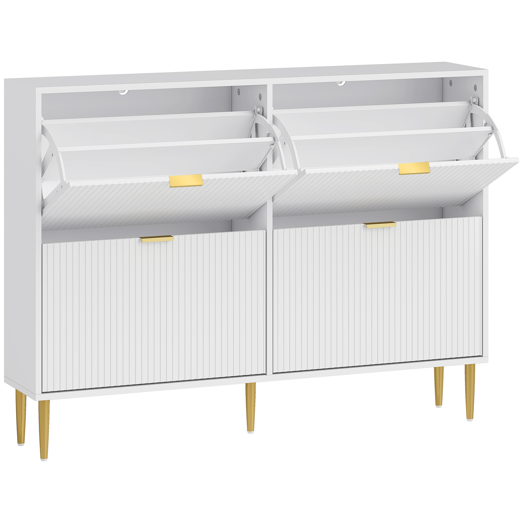 STASHOE 4 Drawer Shoe Cabinet Flip Doors - White - Life Essentials